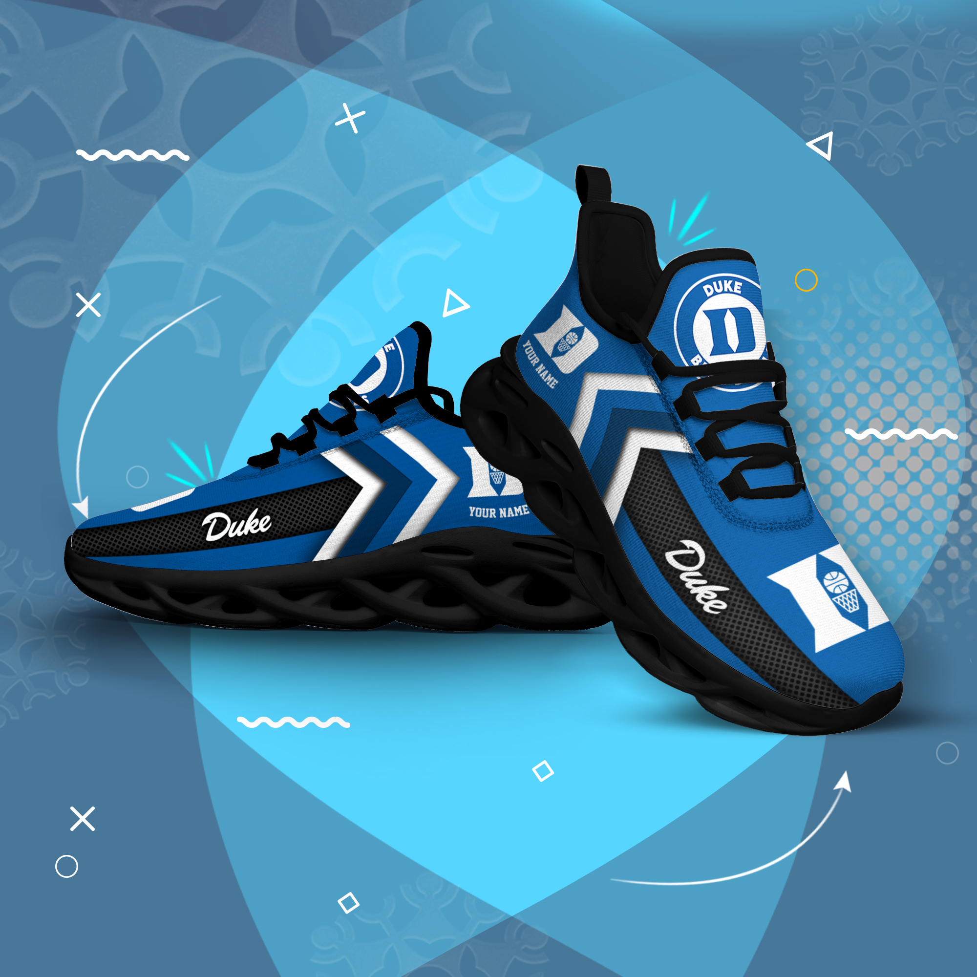 Duke Blue Devils Personalized Custom Name Max Soul Shoes DS003