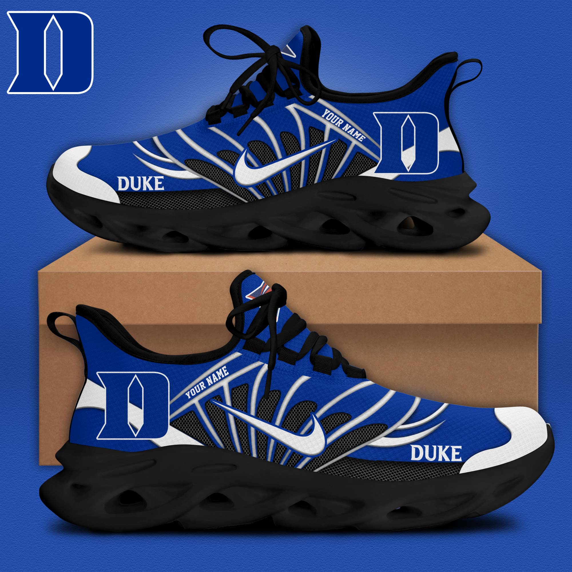 Duke Football Personalized Max Soul Shoes