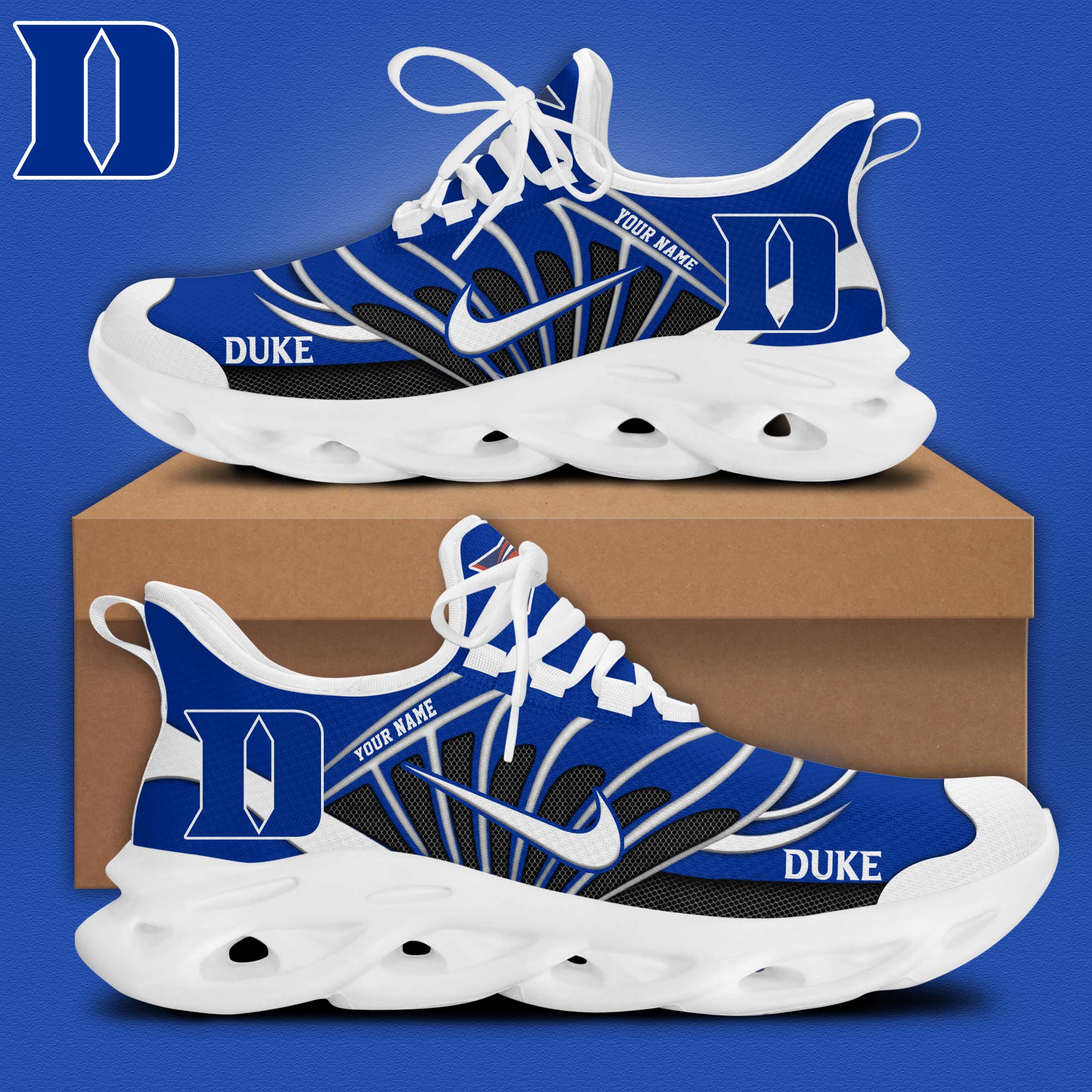 Duke Football Personalized Max Soul Shoes