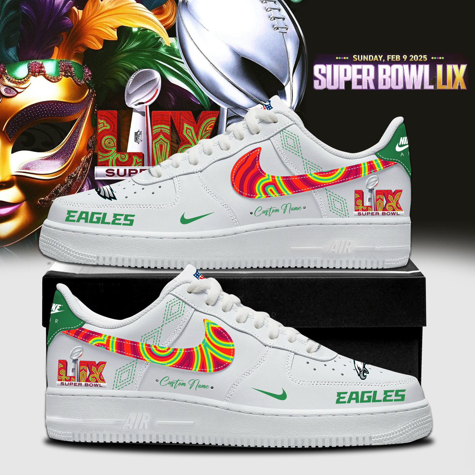 Eagles New Personalized Shoes Super Bowl LIX
