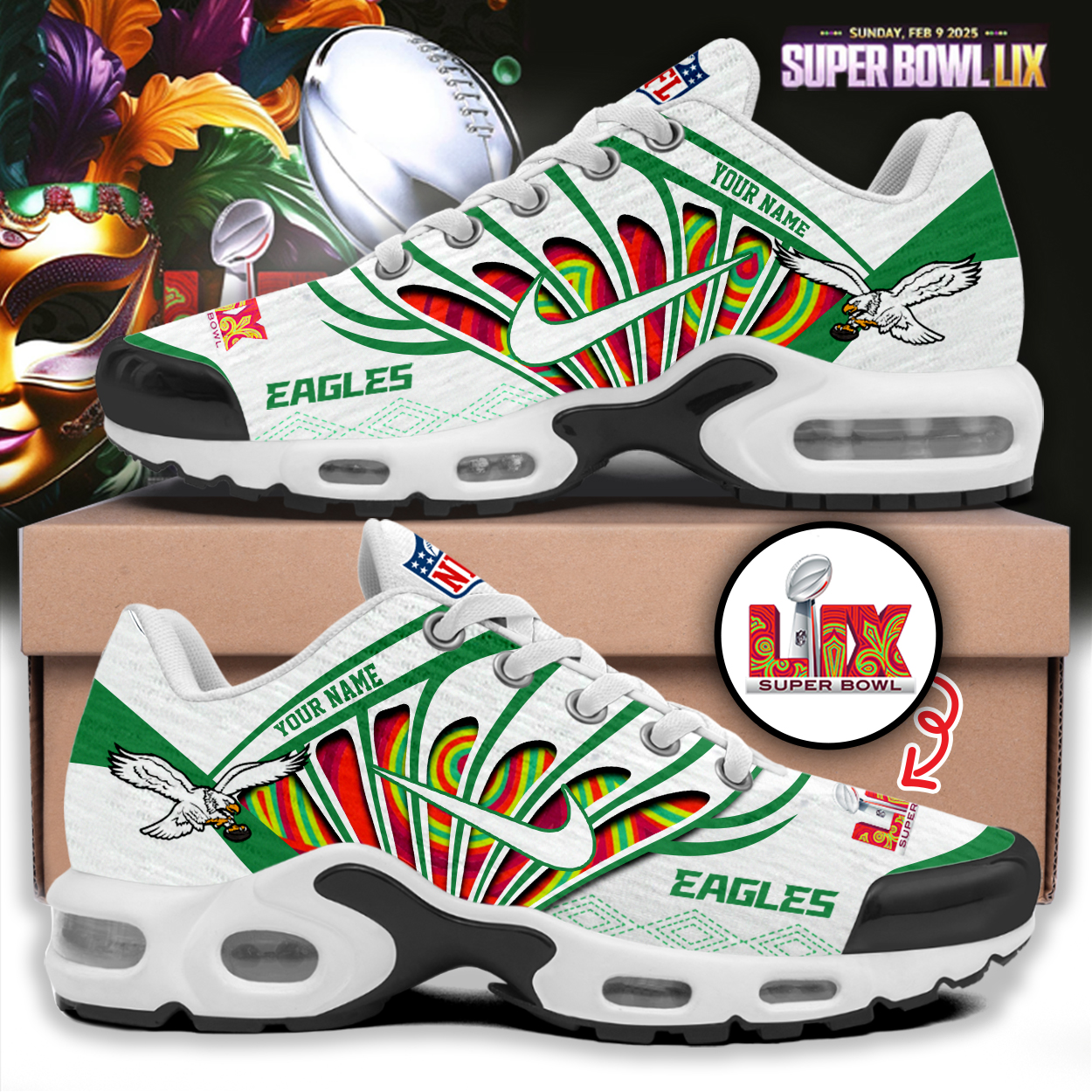Eagles New Personalized Shoes Super Bowl LIX