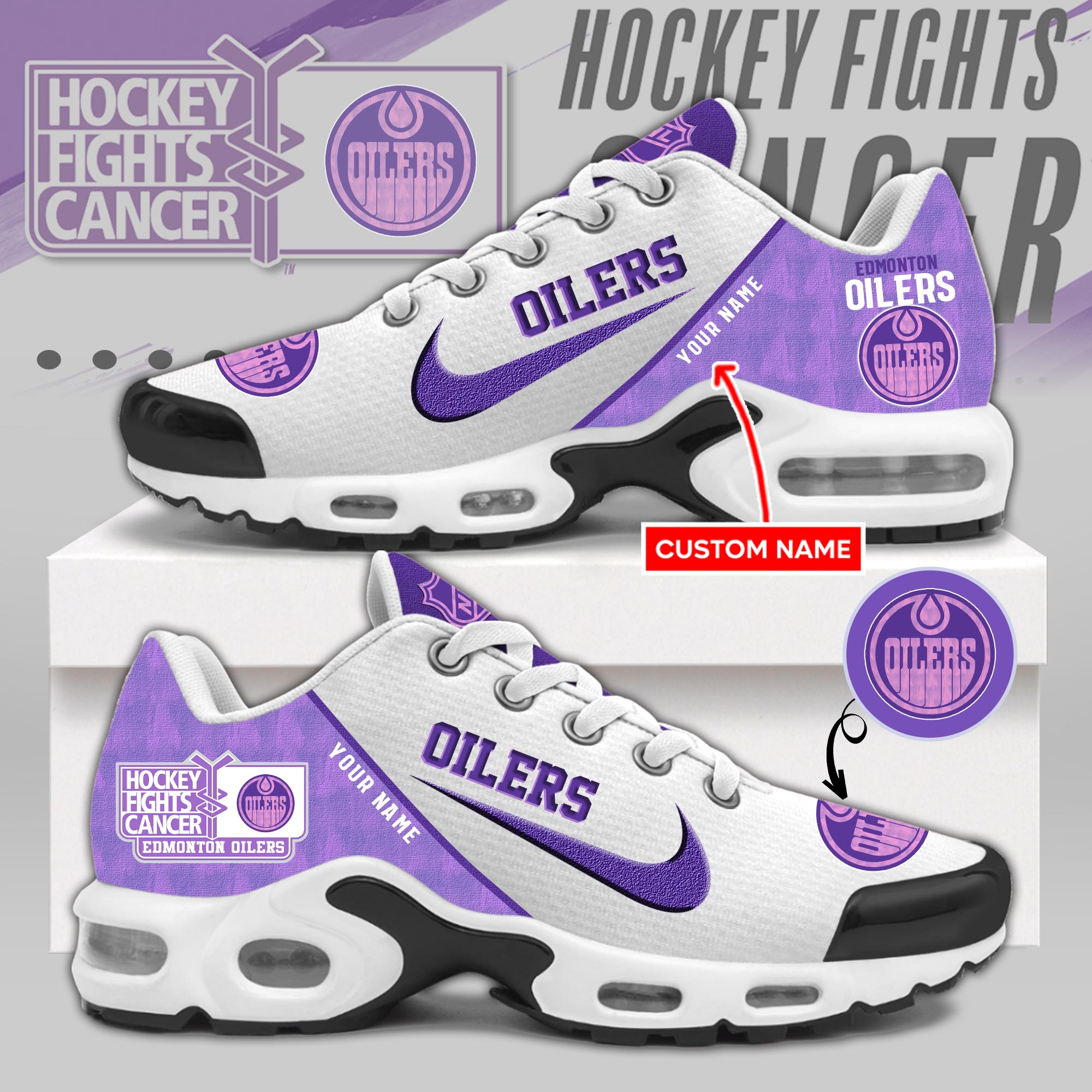 Edmonton Oilers Hockey Fights Cancer Sneaker