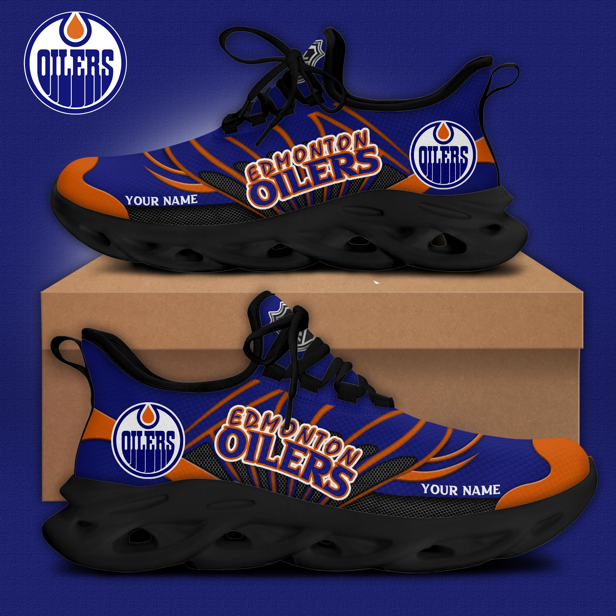 Edmonton Oilers Personalized Max Soul Shoes V2