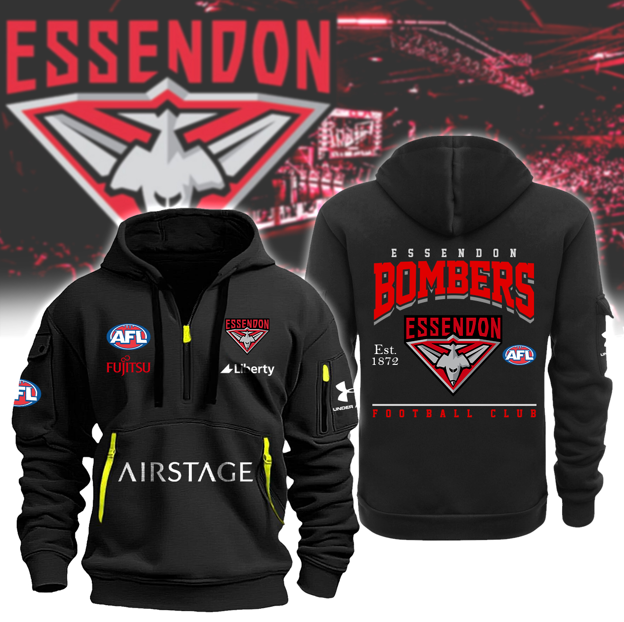 Essendon Bombers AFL New Zip Hoodie