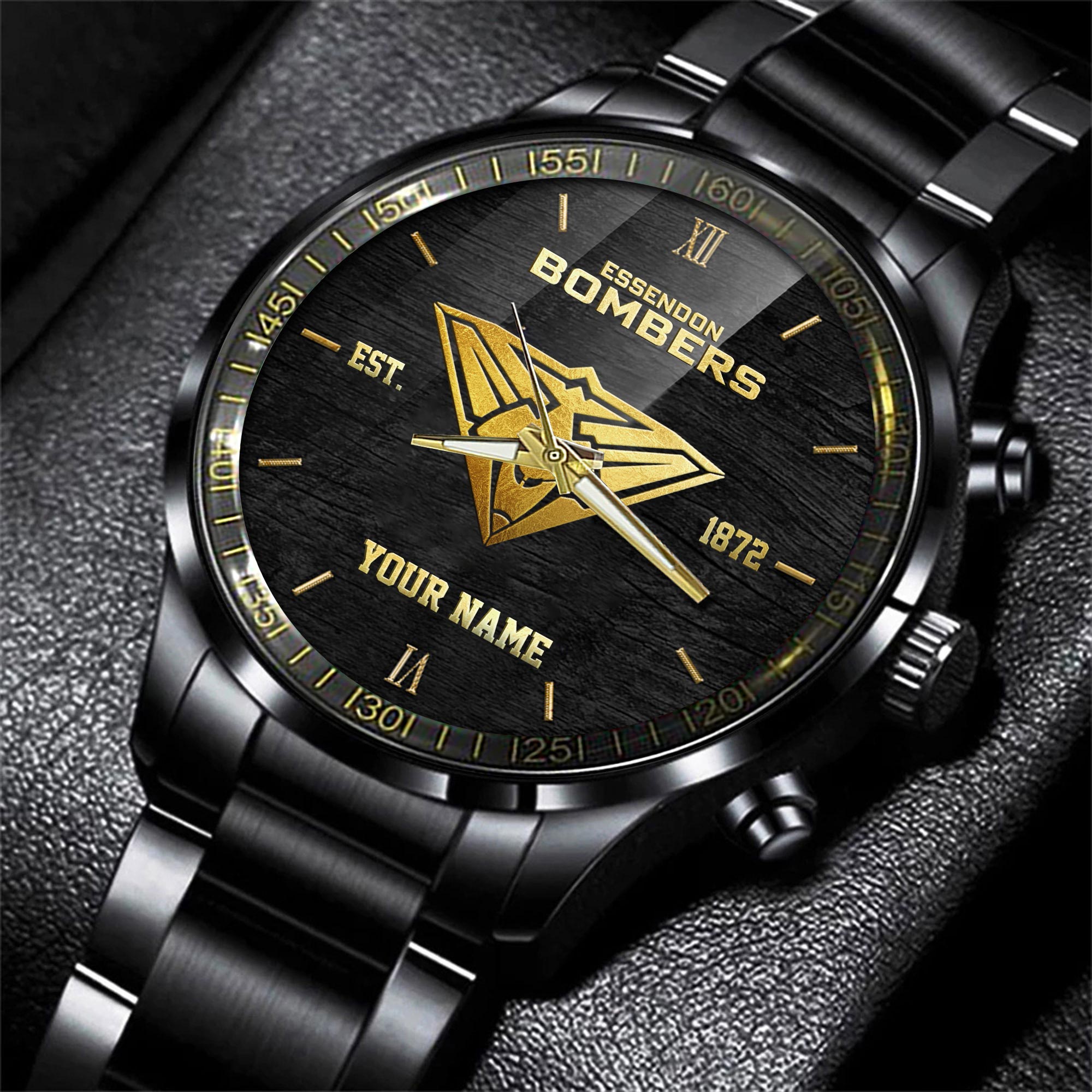 Essendon Bombers Black Fashion Watch Custom Your Name