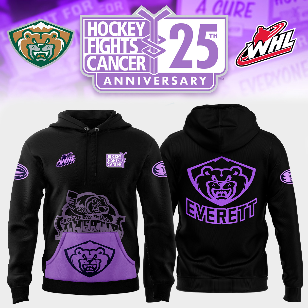 Everett Silvertips Hockey Fight Cancer Hoodie