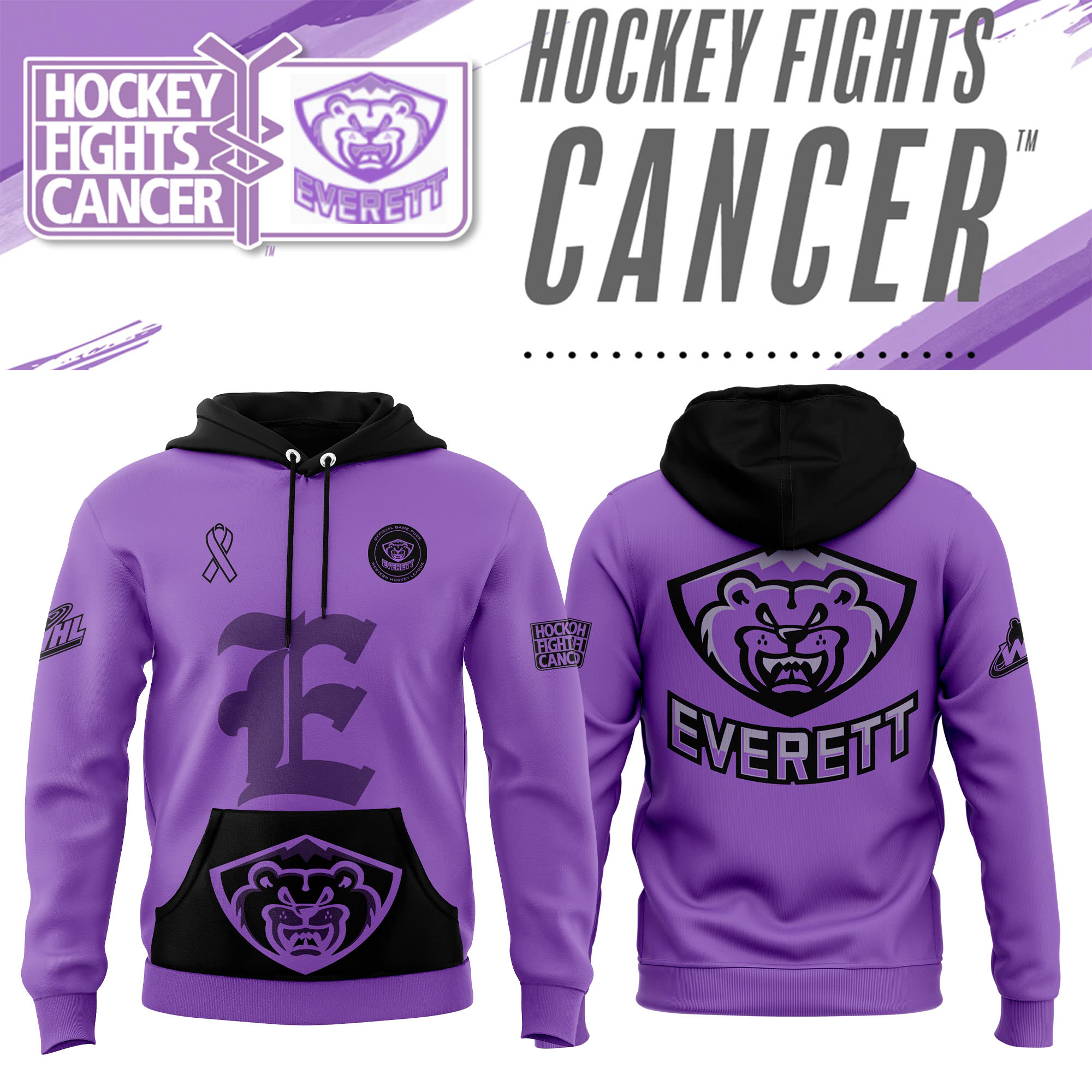 Everett Silvertips x Hockey Fights Cancer Hoodie