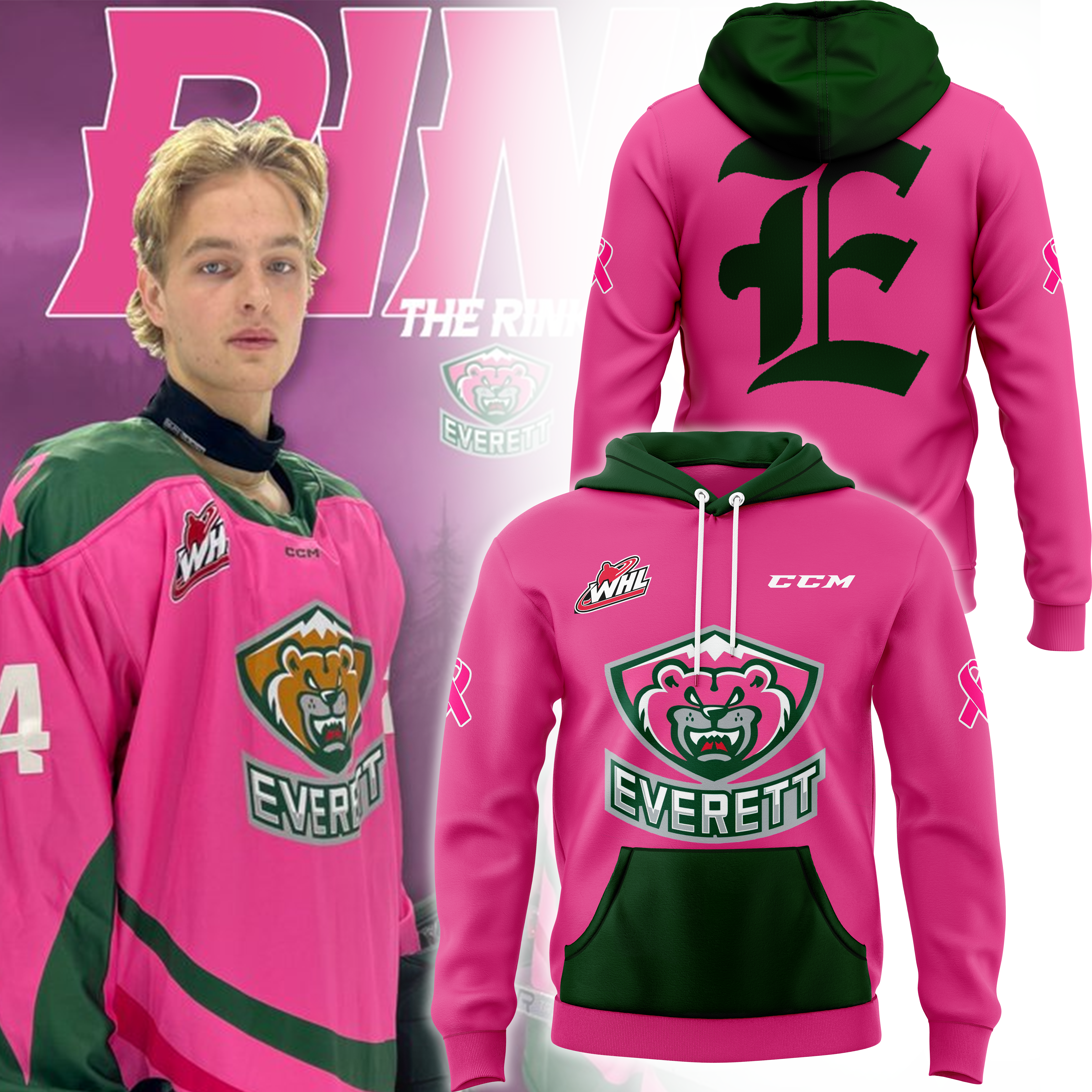 Everett Silvertips x Pink in the Rink Night Hoodie