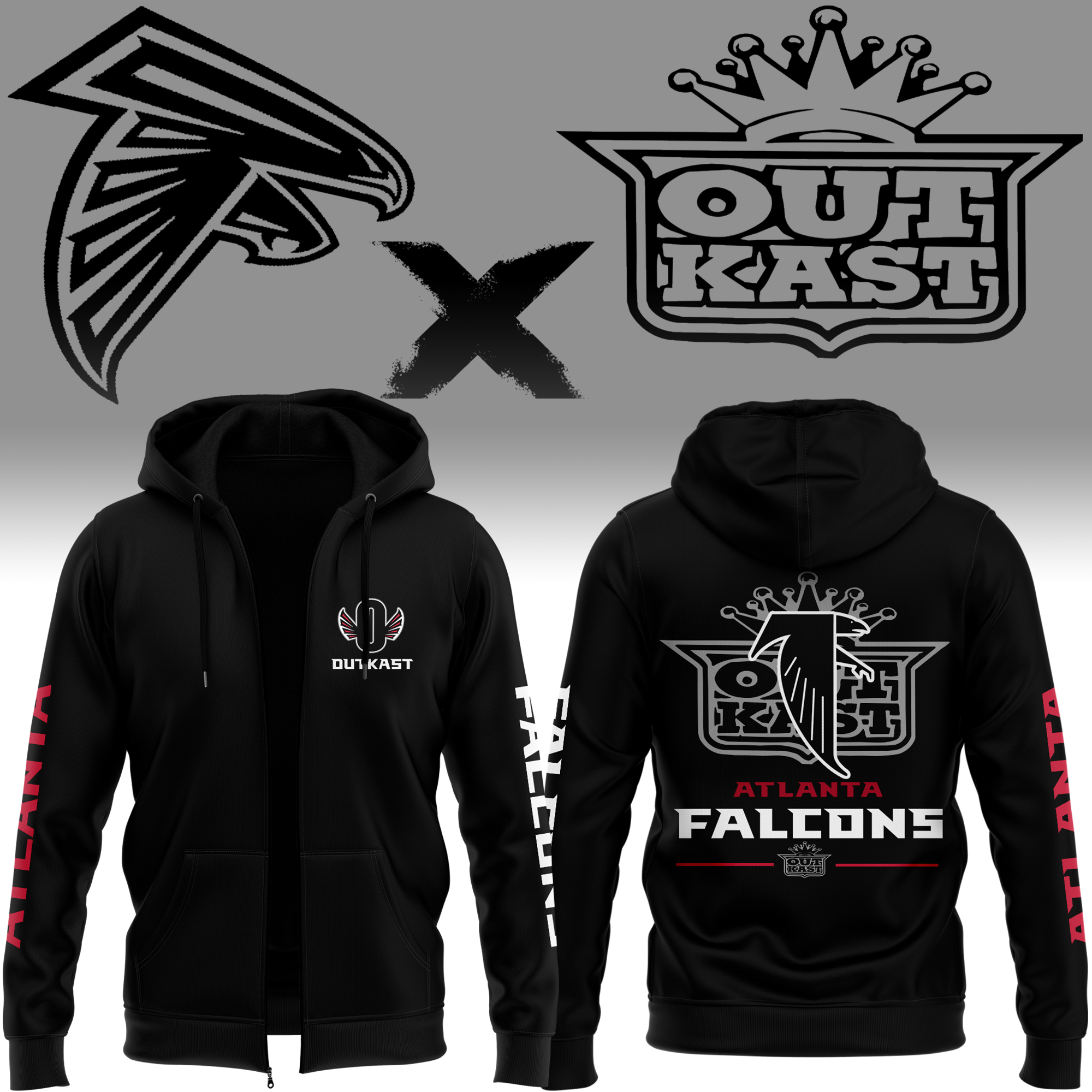 Falcons x Outkast Black Zip Hoodie 2024