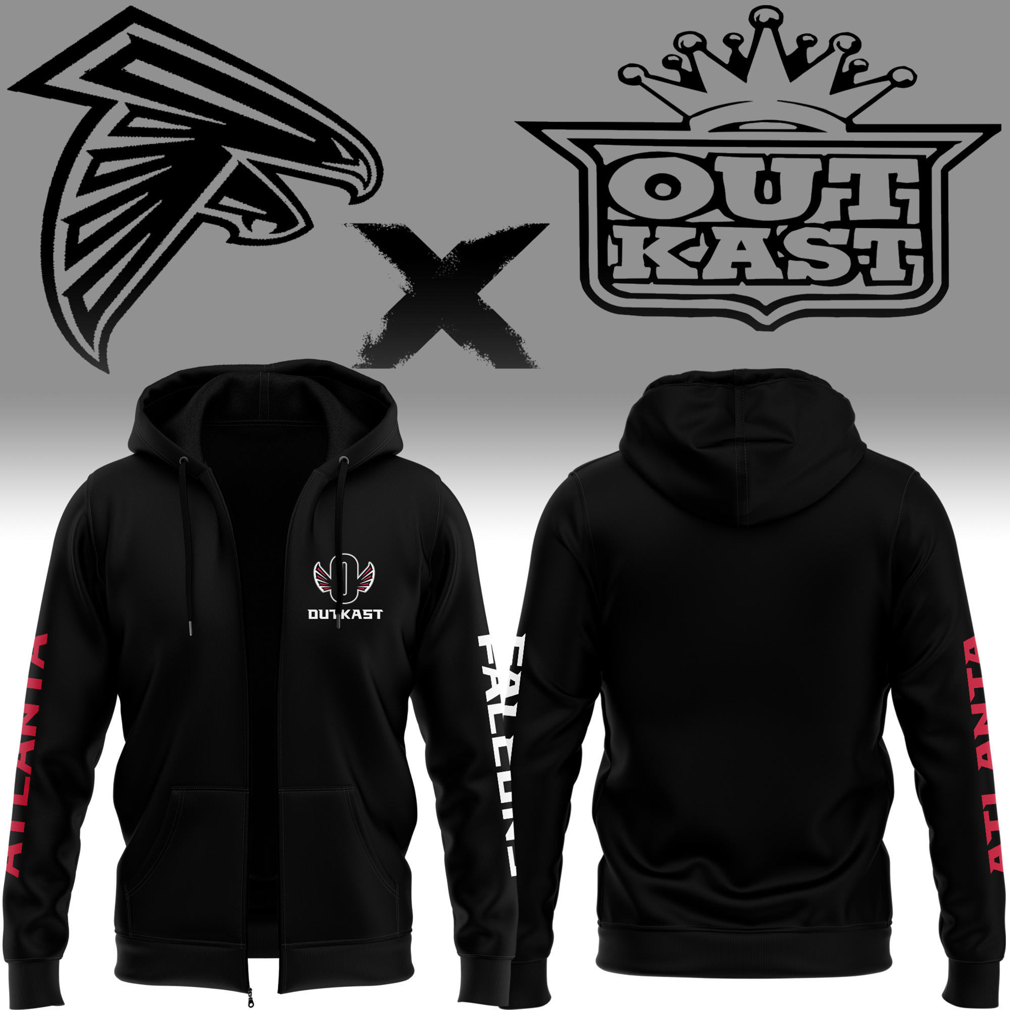Falcons x Outkast Black Zip Hoodie 2024