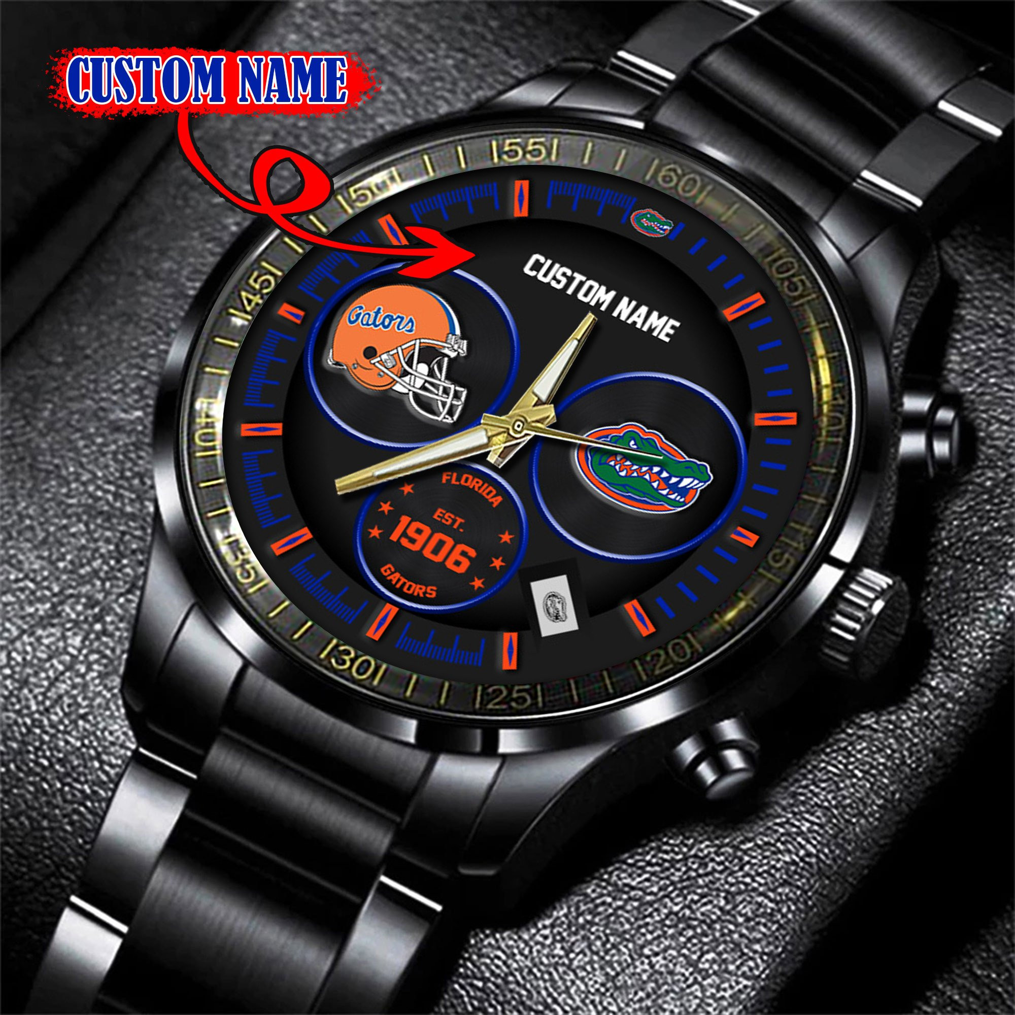 Florida Gators Black Stainless Steel Watch