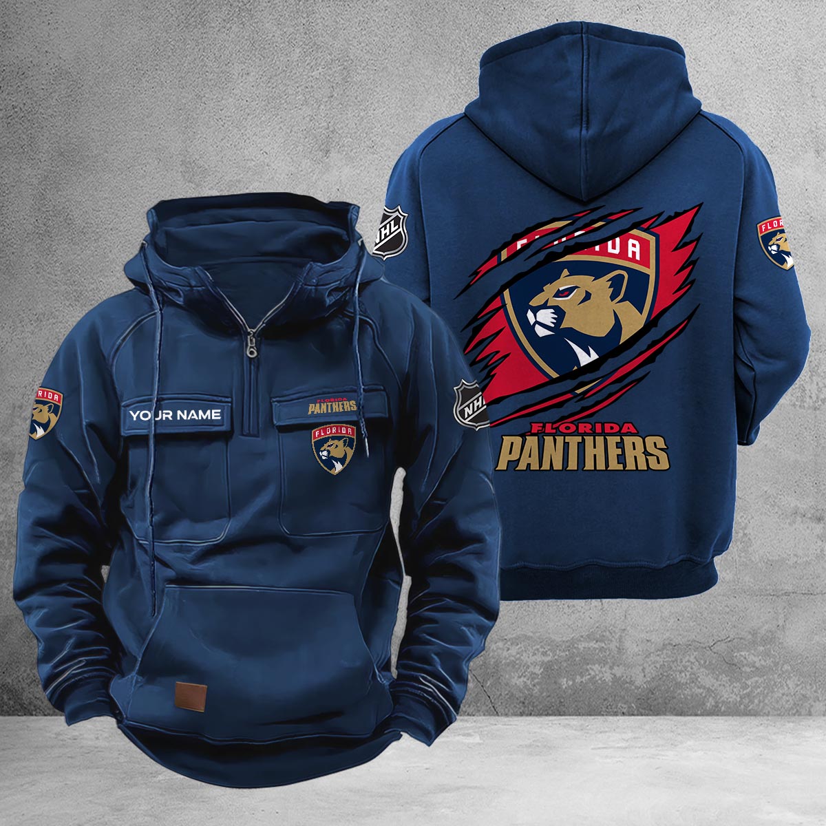 Florida Panthers Multi-Pockets Zip-Up Hoodie
