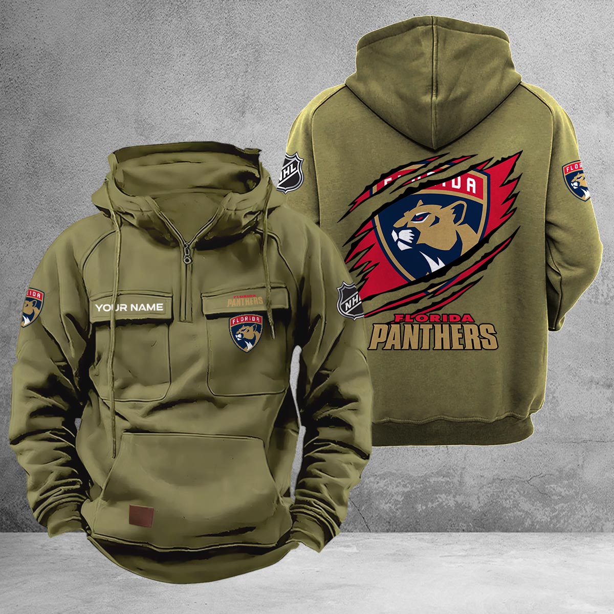 Florida Panthers Multi-Pockets Zip-Up Hoodie