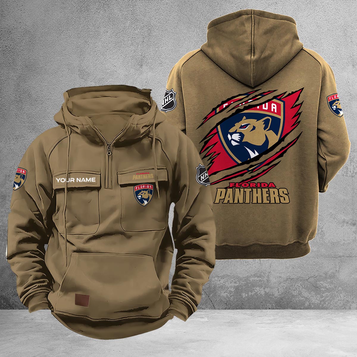Florida Panthers Multi-Pockets Zip-Up Hoodie