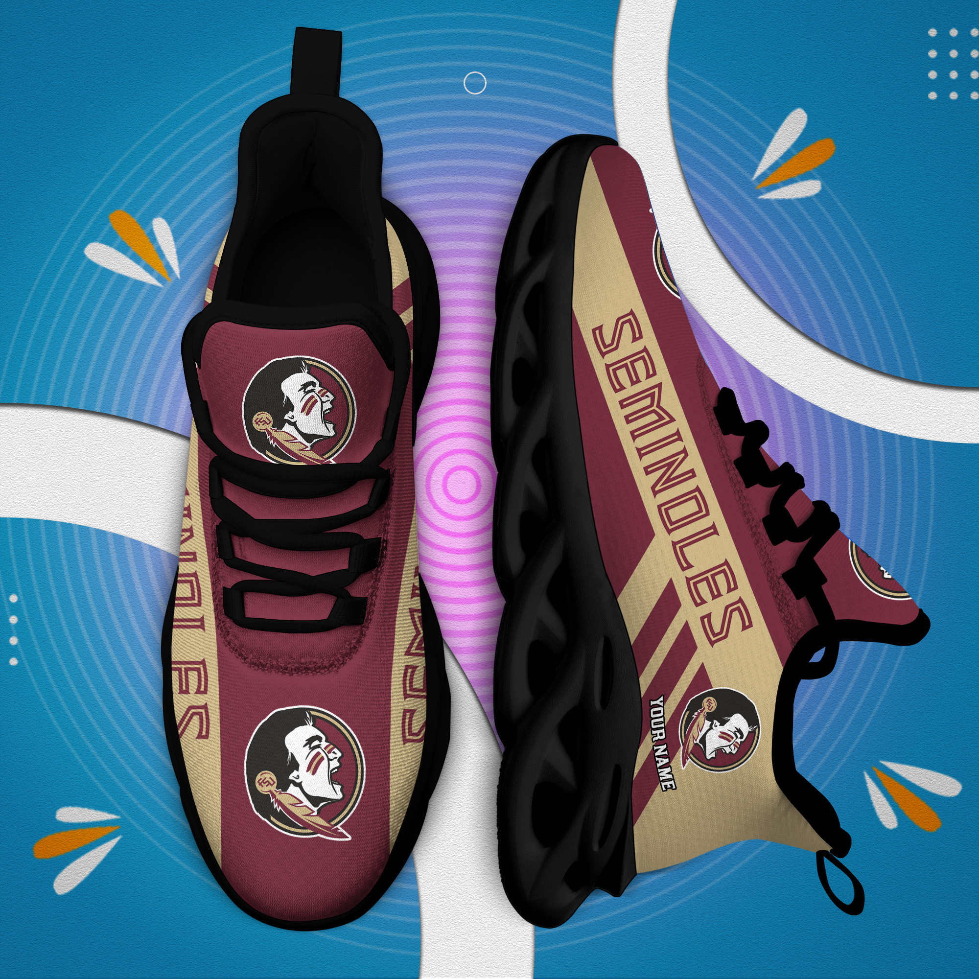 Florida State Seminoles Custom Name PERSONALIZED MAX SOUL SHOES DS004