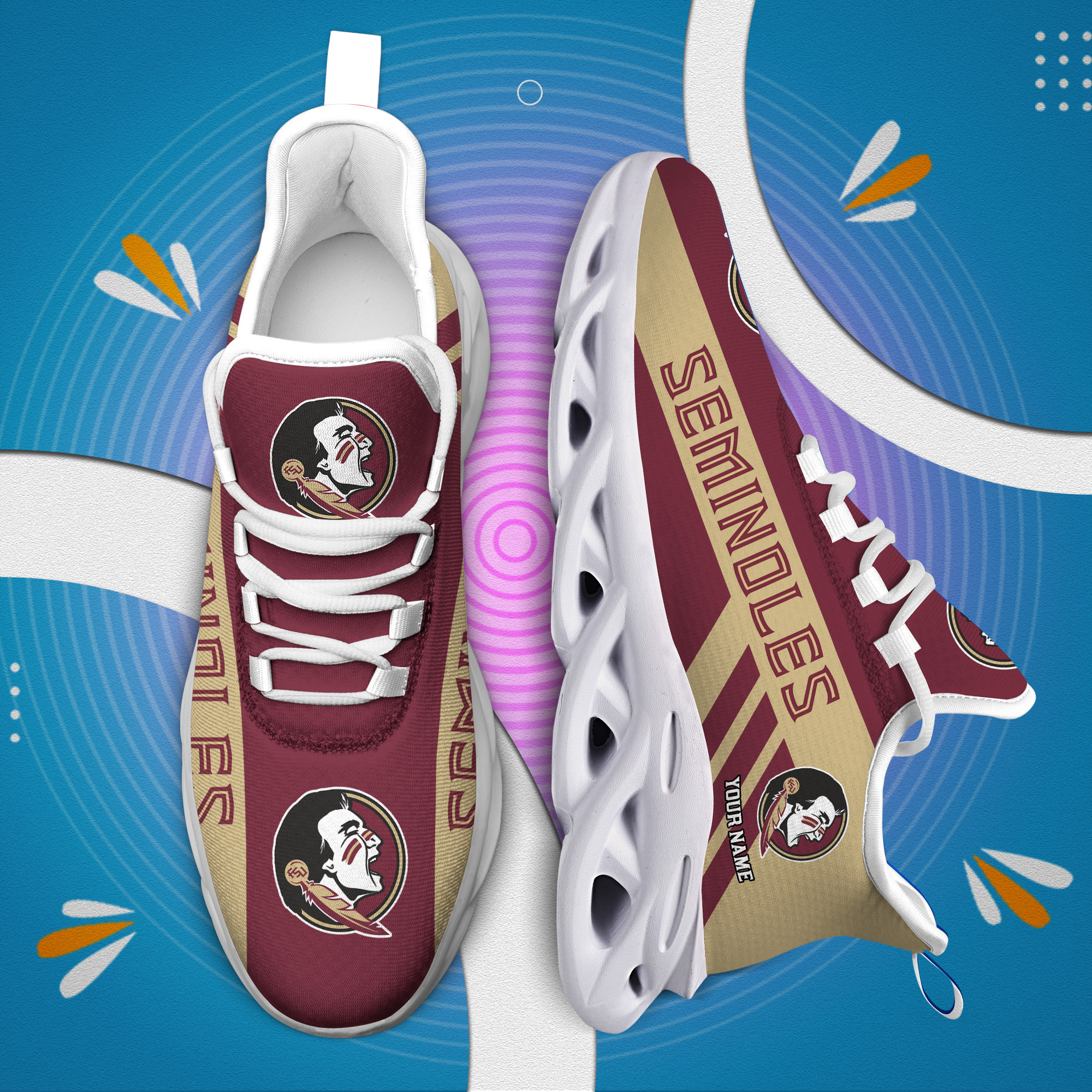 Florida State Seminoles Custom Name PERSONALIZED MAX SOUL SHOES DS004