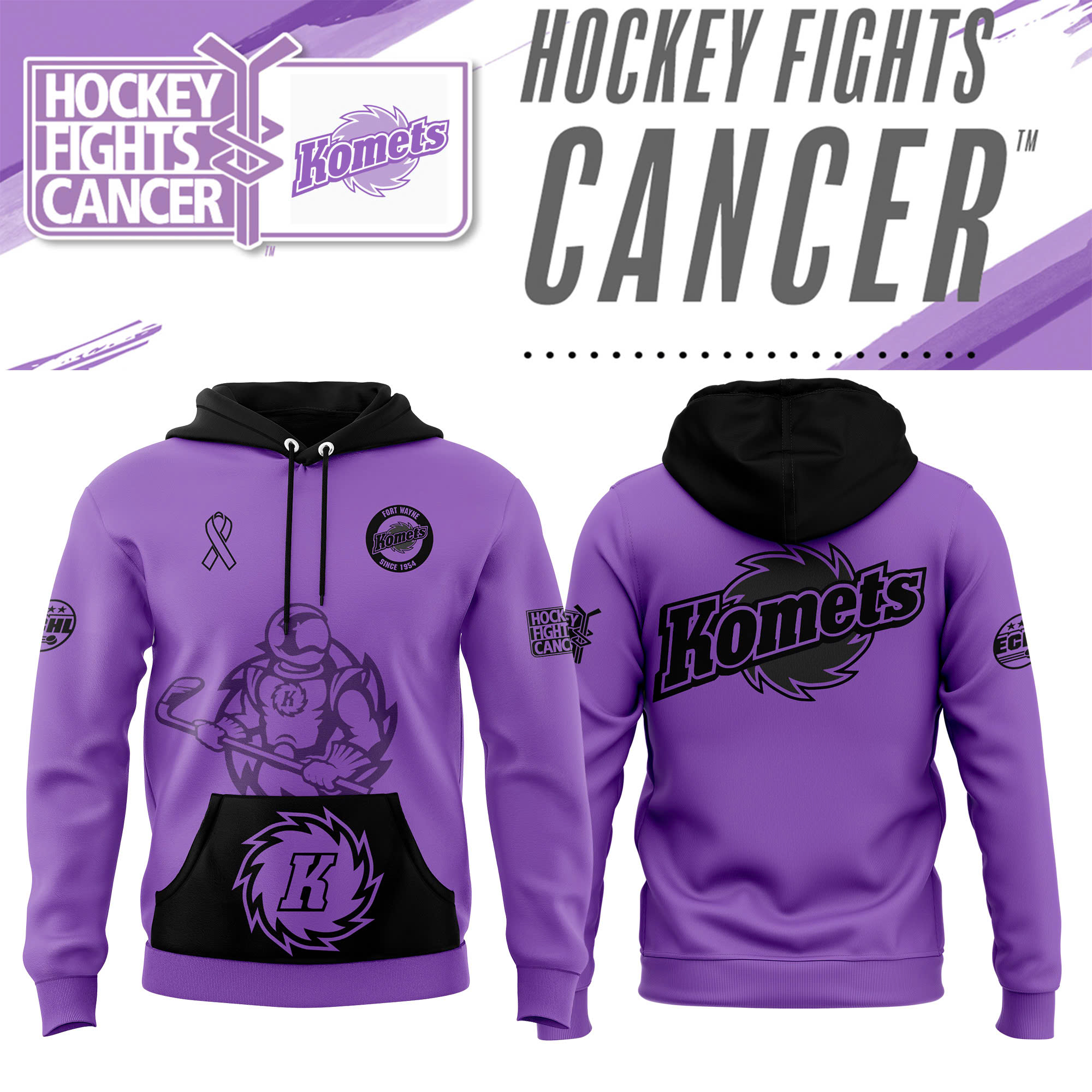 Fort Wayne Komets x Hockey Fights Cancer Hoodie