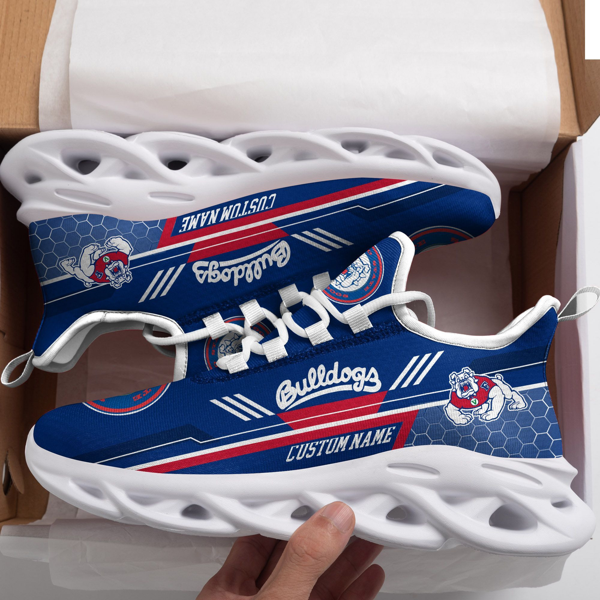 Fresno State Bulldogs Custom Personalized Max Soul Sneakers Shoes
