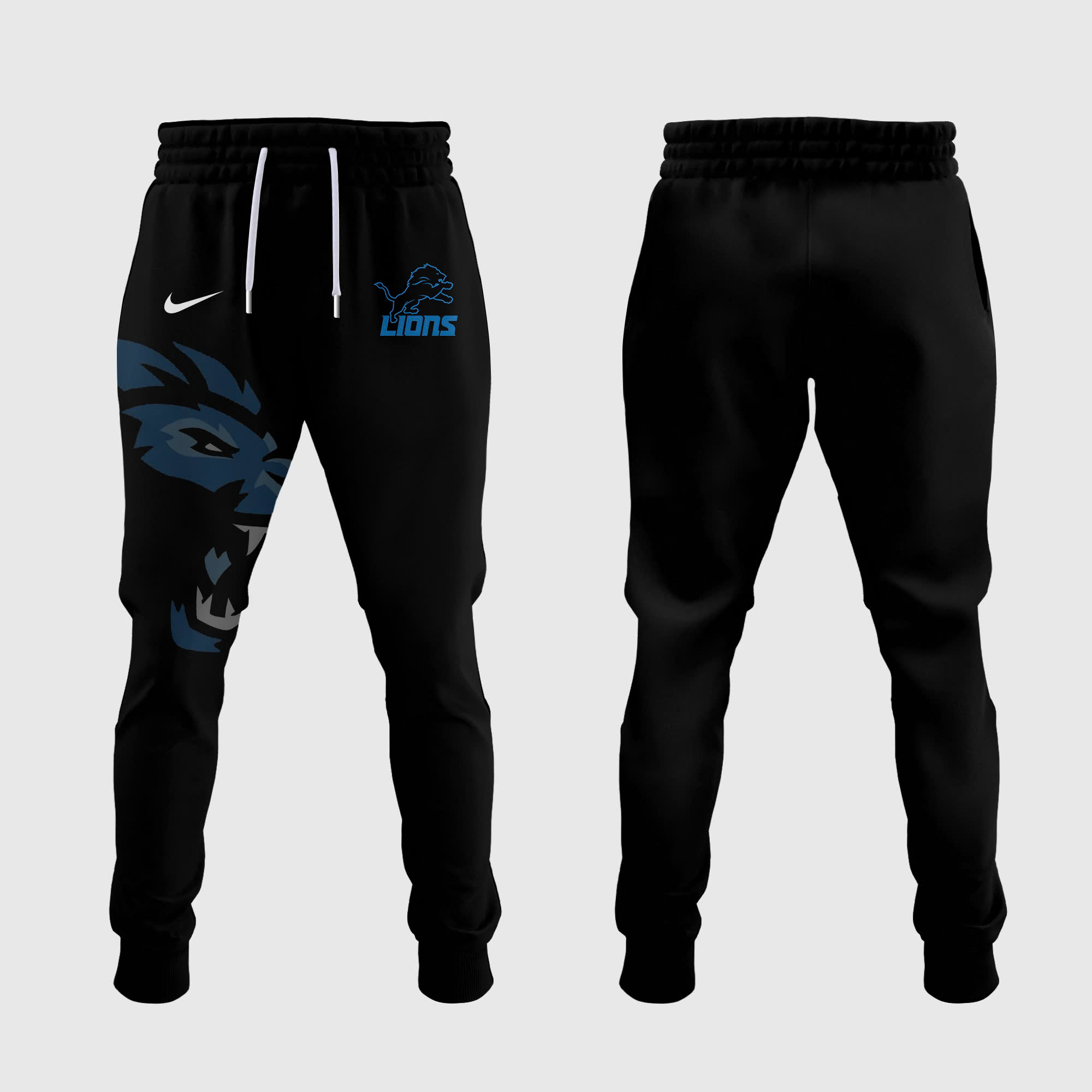 Full Black Detroit Lions Alternate Helmet Pullover Hoodie