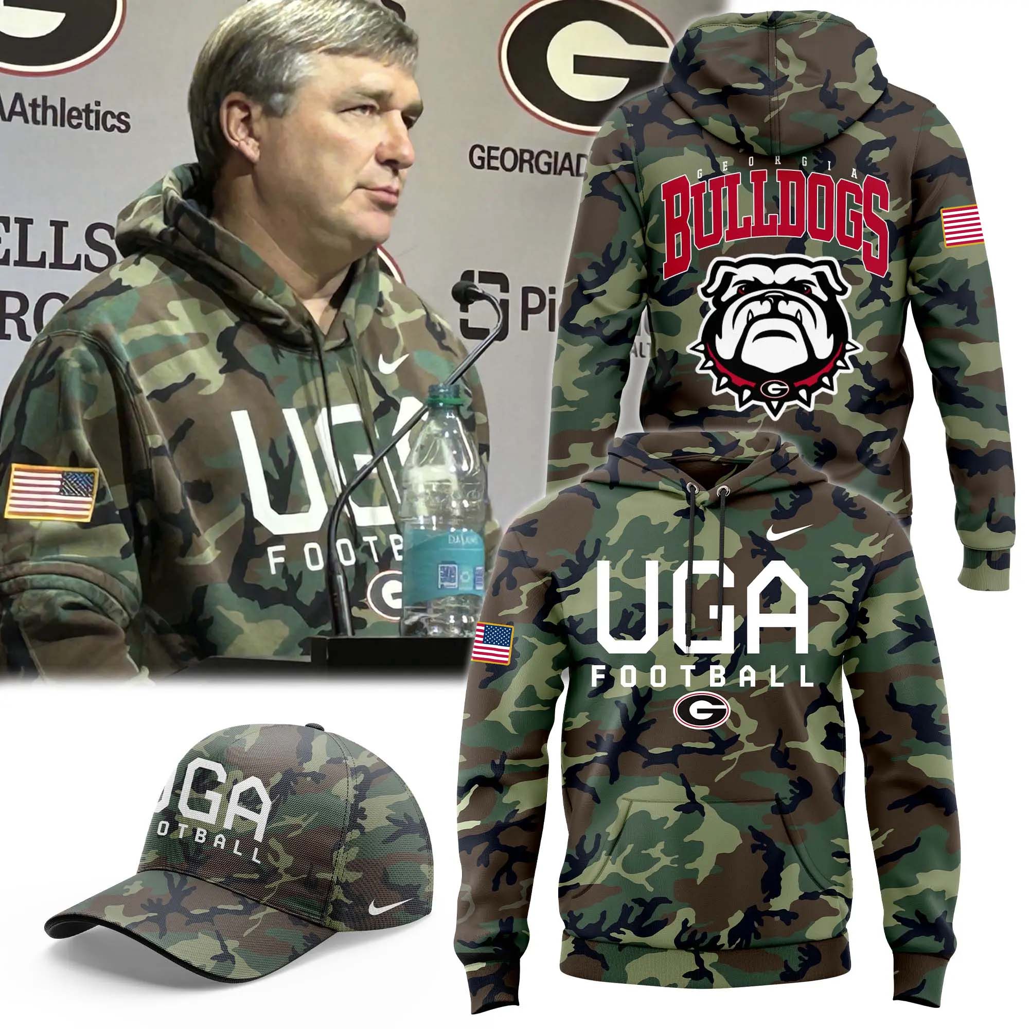 Georgia Bulldogs football Camo Salute to Service Club Fleece Pullover Hoodie V2