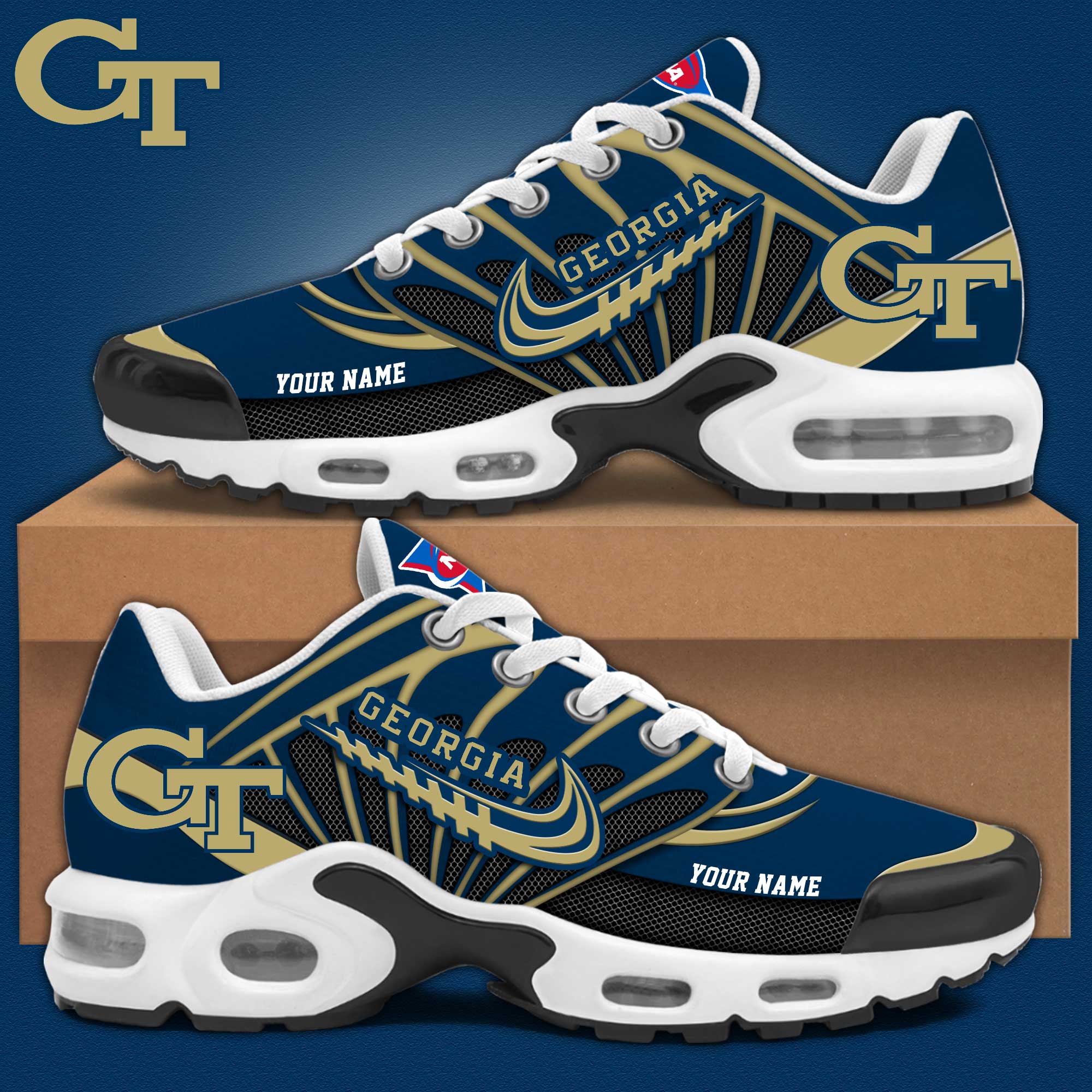 Georgia Tech Football Personalized Air Max Plus Sneakers V1