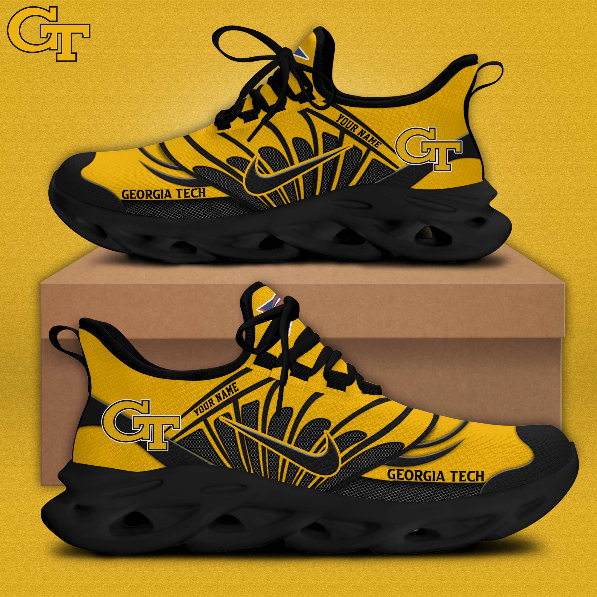Georgia Tech Football Personalized Max Soul Shoes