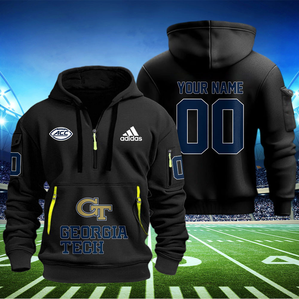 Georgia Tech Yellow Jackets Football Quarter Zip Hoodie