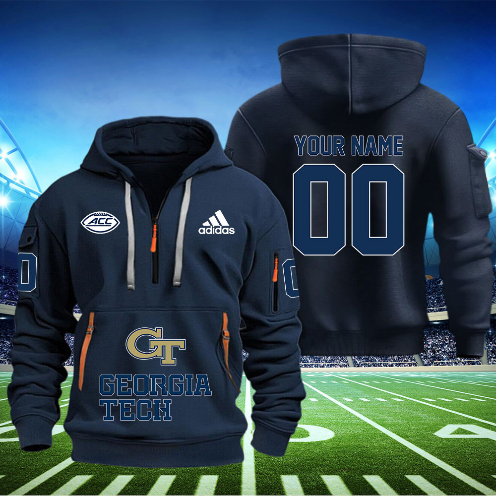 Georgia Tech Yellow Jackets Football Quarter Zip Hoodie