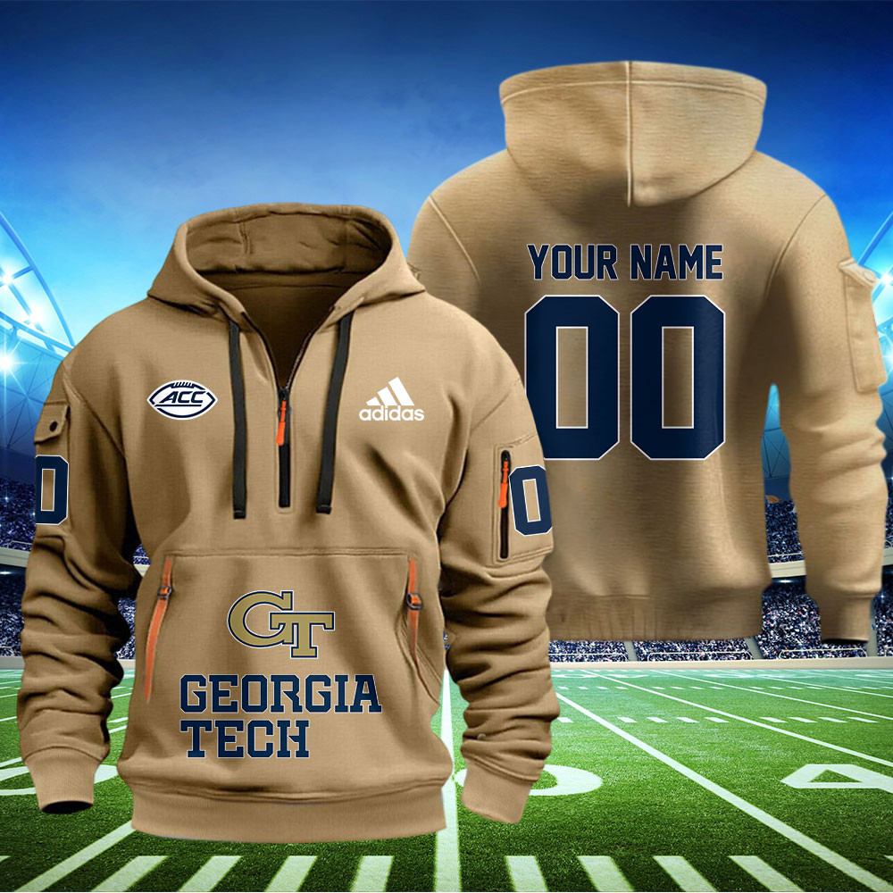 Georgia Tech Yellow Jackets Football Quarter Zip Hoodie