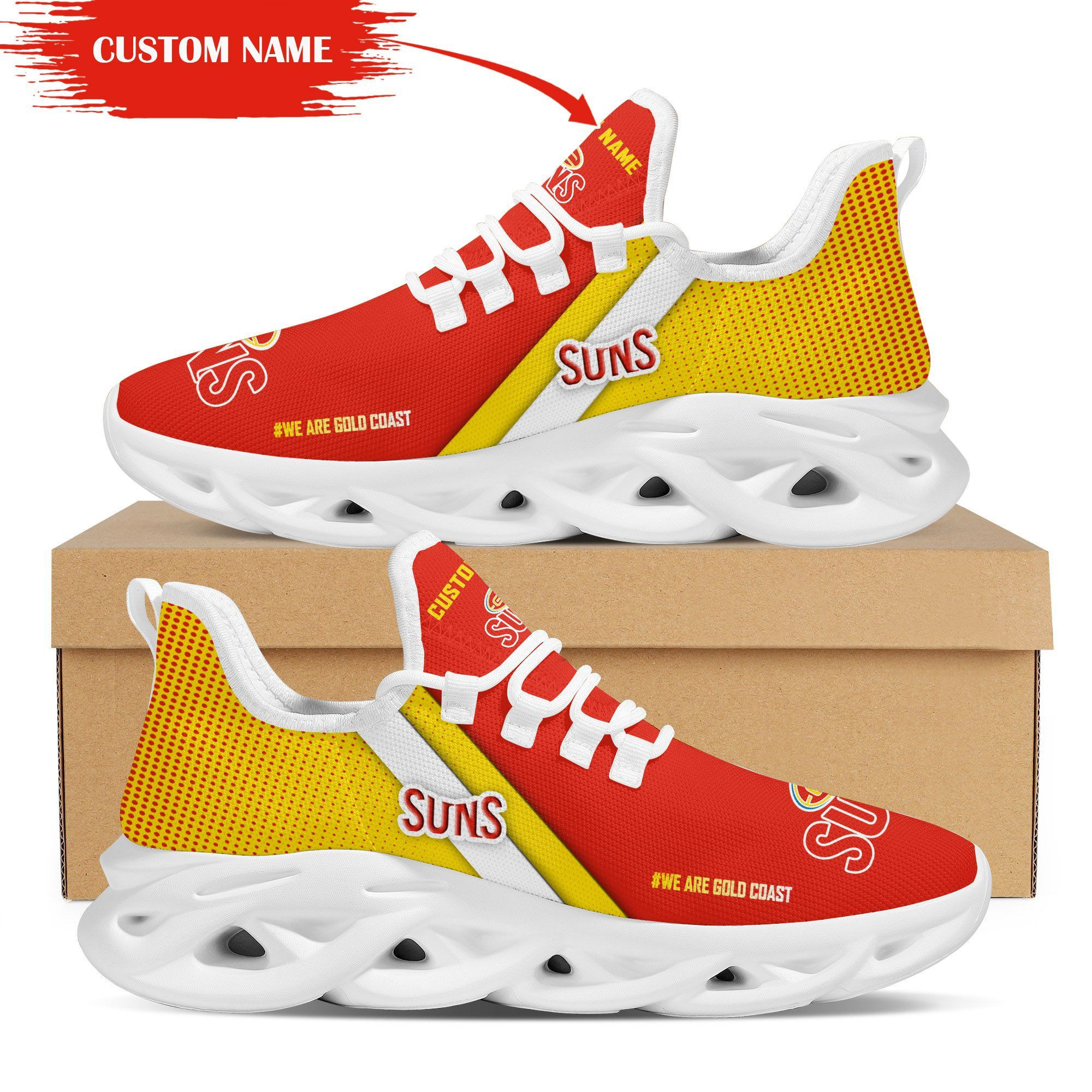 Gold Coast Suns Custom Personalized Max Soul Sneakers Shoes