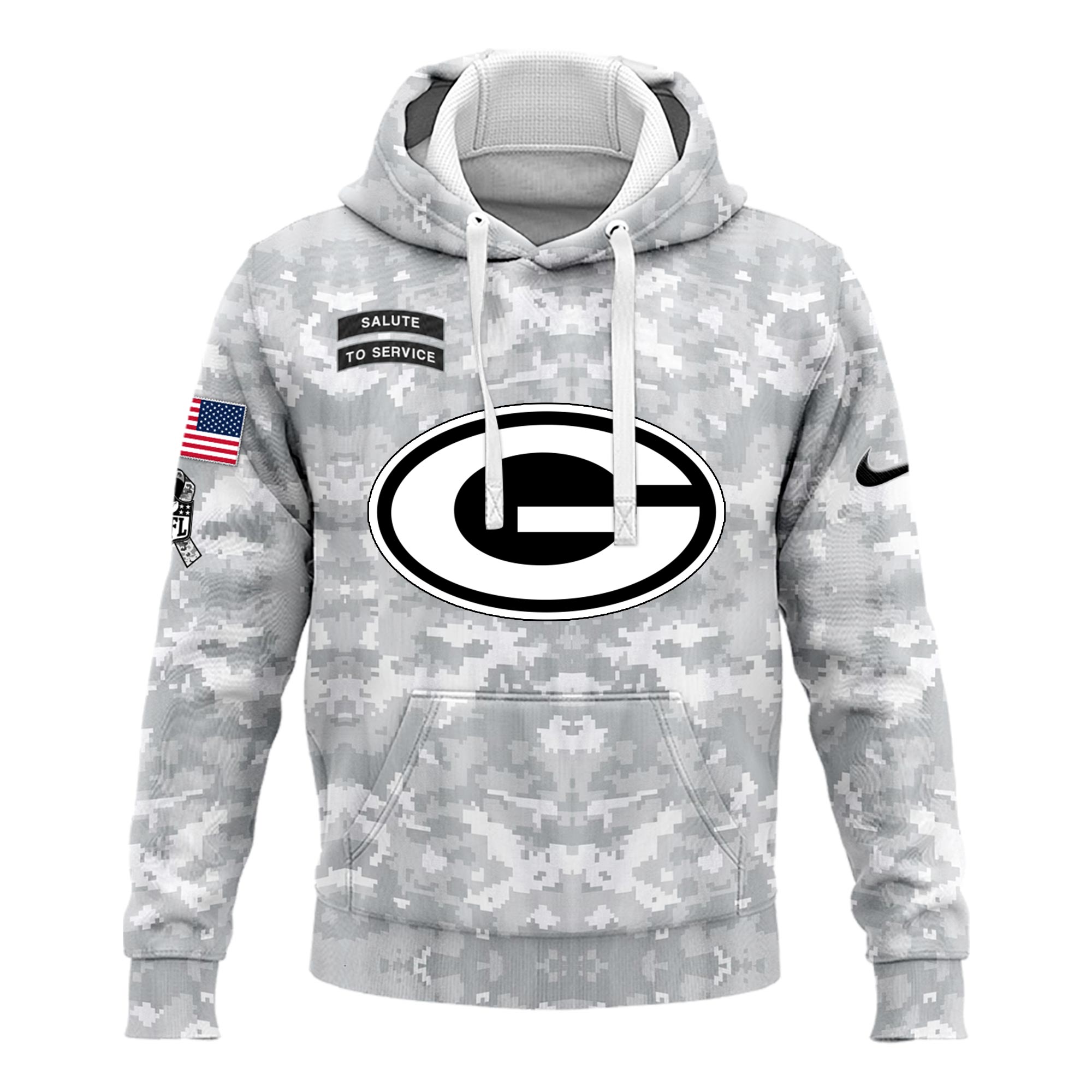 Green Bay Packers Arctic Camo Salute to Service Club Hoodie 2024