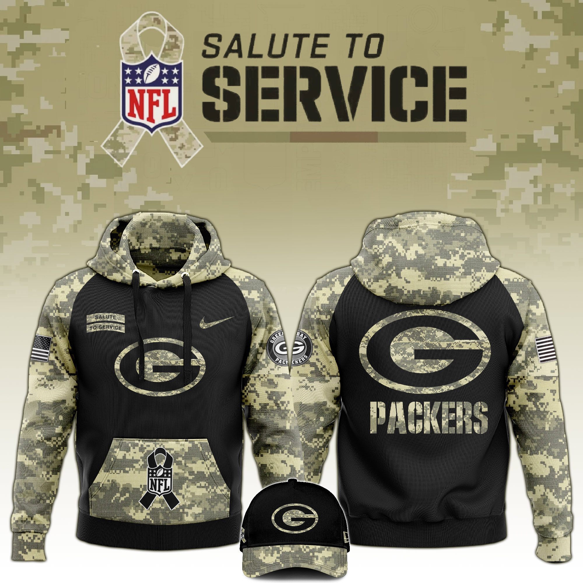 Green Bay Packers  Salute to Service Club   Camo Hoodie #2