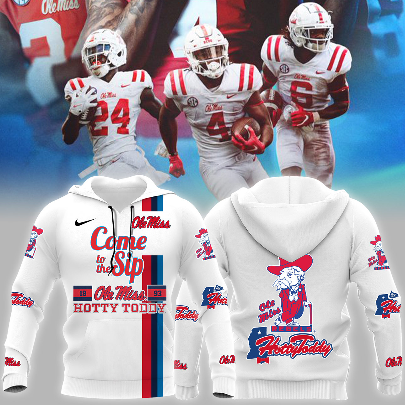 Hotty Toddy Ole Miss Hoodie Rebels Football Champions 24