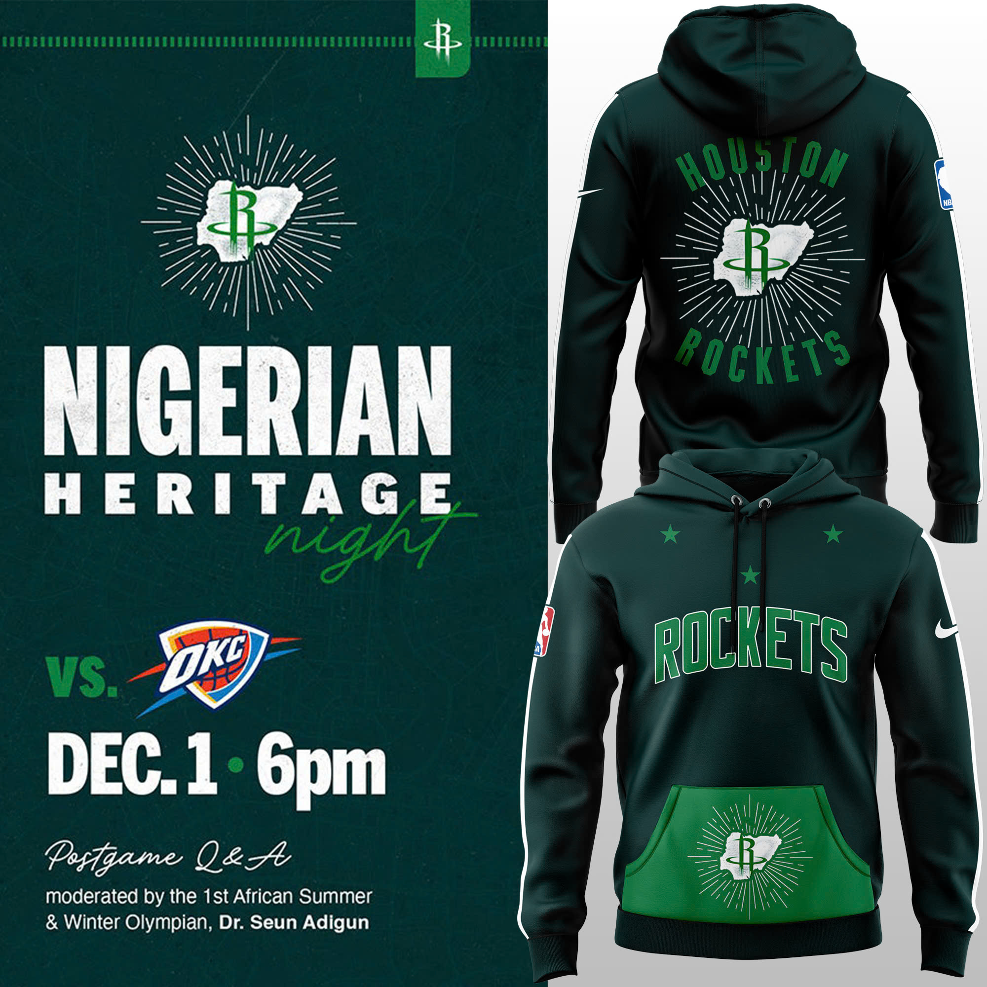 Houston Rockets Nigerian Heritage Night Premium Pullover Hoodie