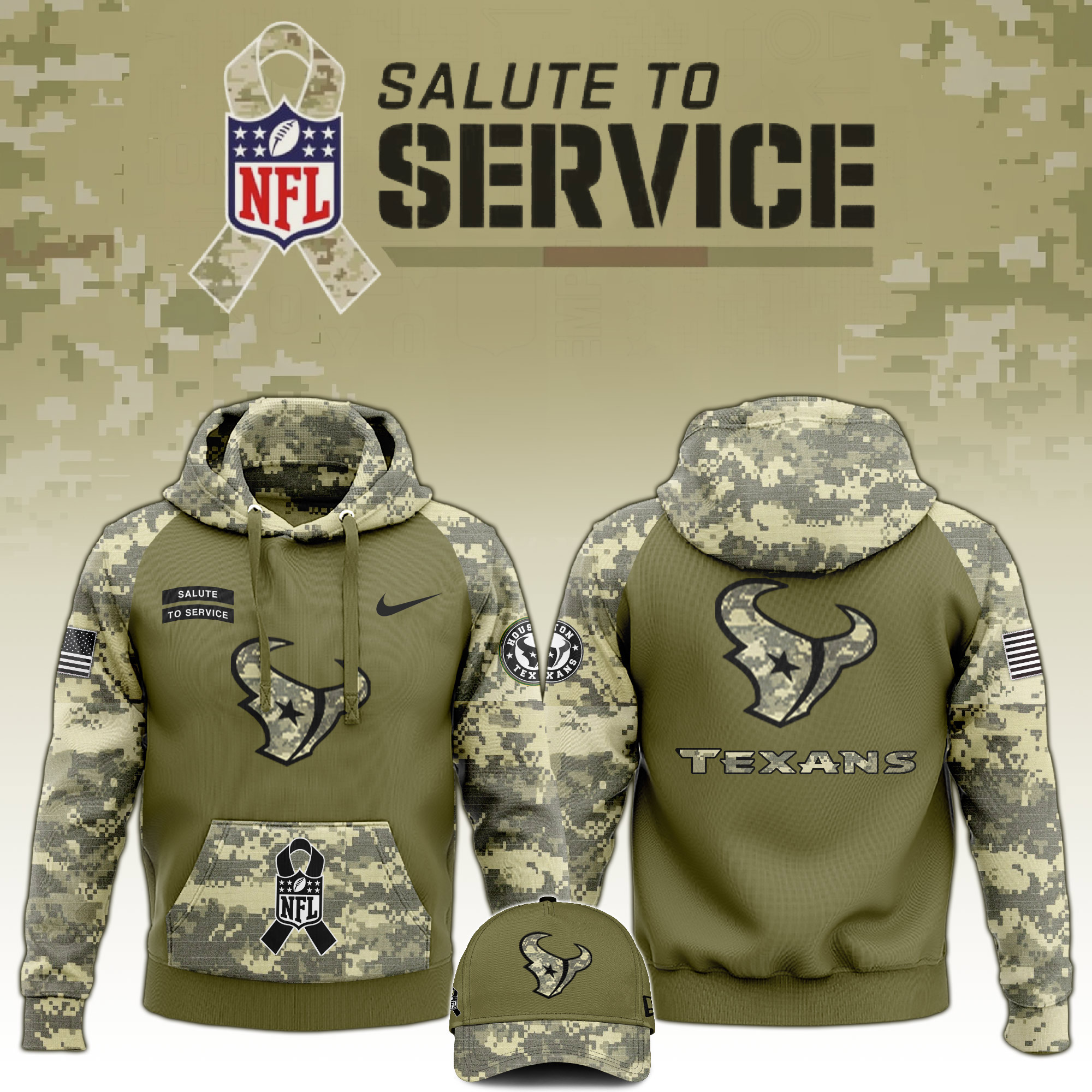 Houston Texans Salute to Service Club Camo Hoodie