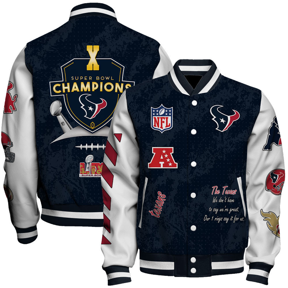 Houston Texans X Super Bowl LIX Champions Winning Spirit Varsity Jacket
