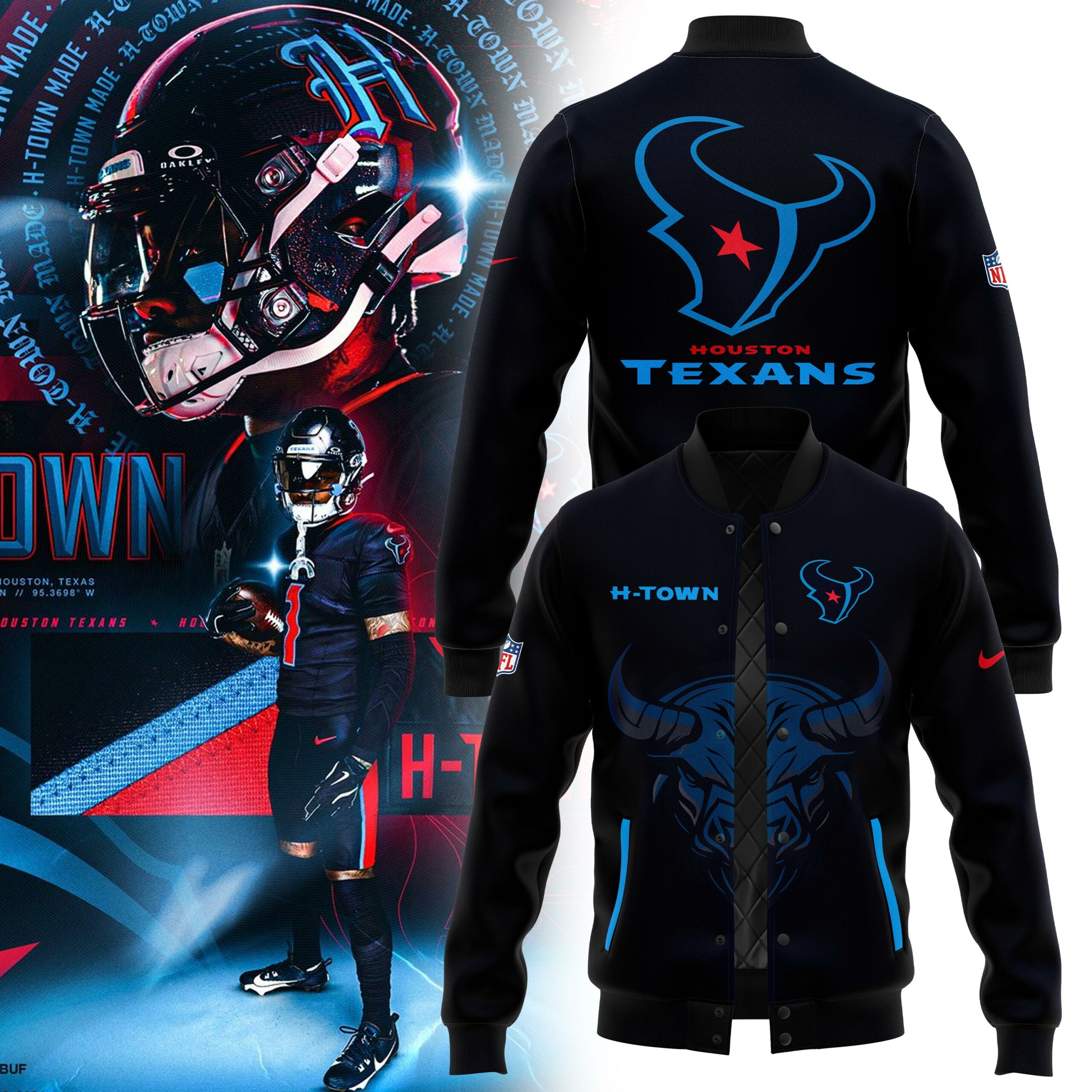 HTown Blue Houston Texans Alternate Game Bomber Jacket