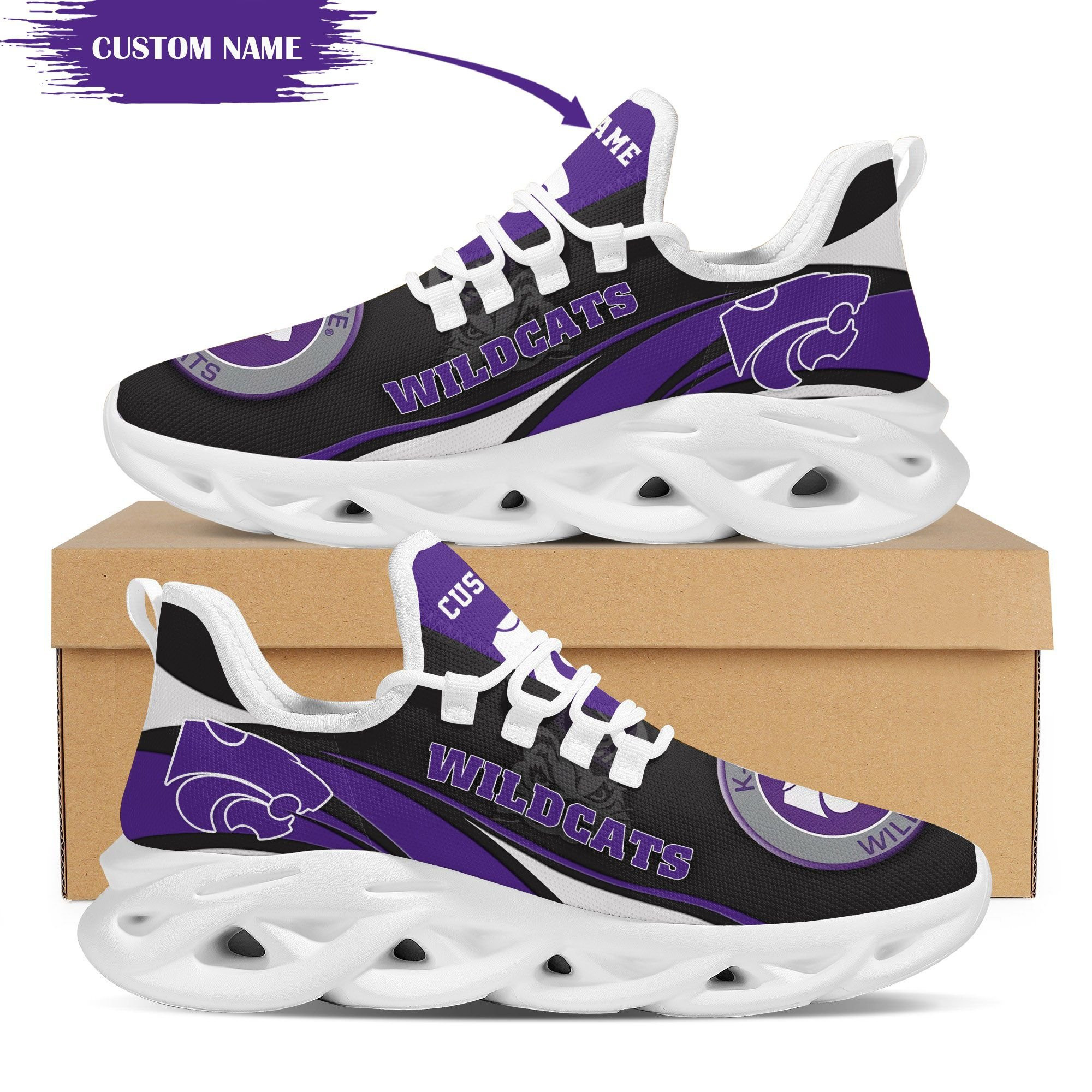 Kansas State Wildcats Mascot Custom Name Personalized Max Soul Sneakers