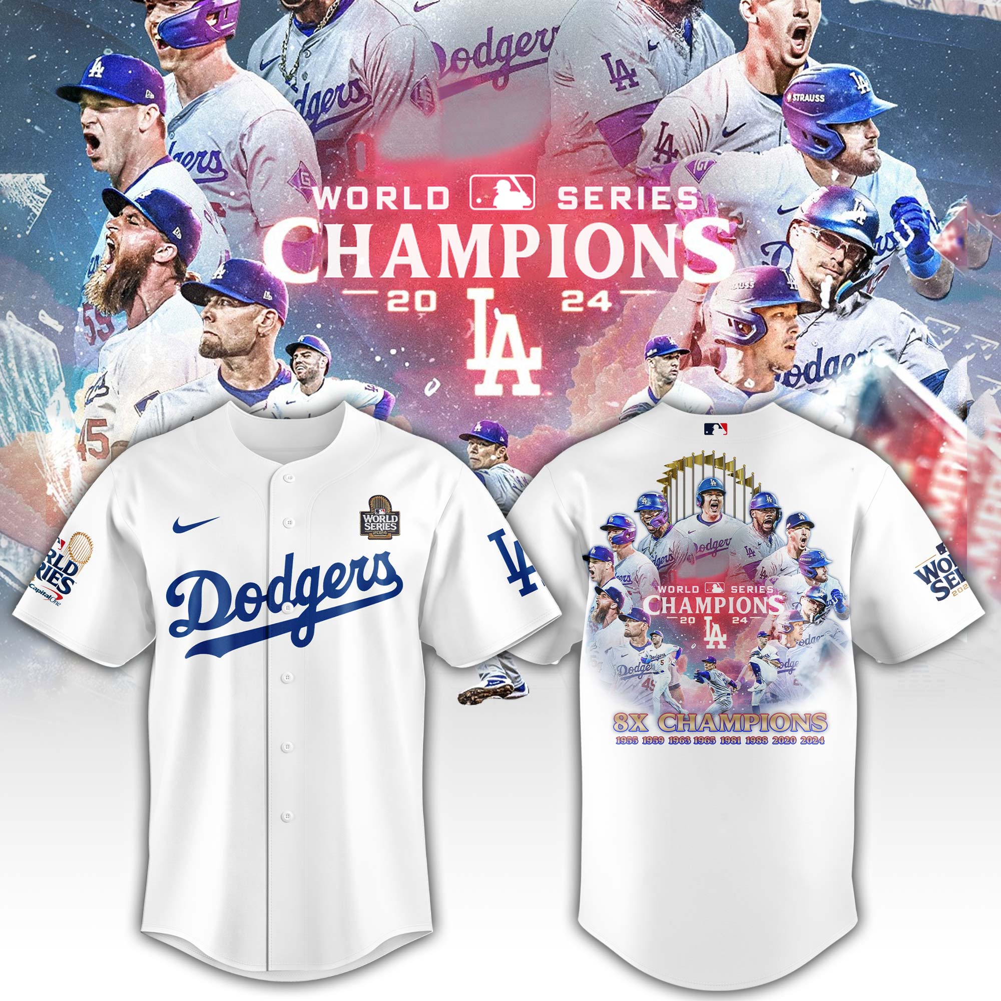 LA Dodgers World Series  8x Champions Jersey