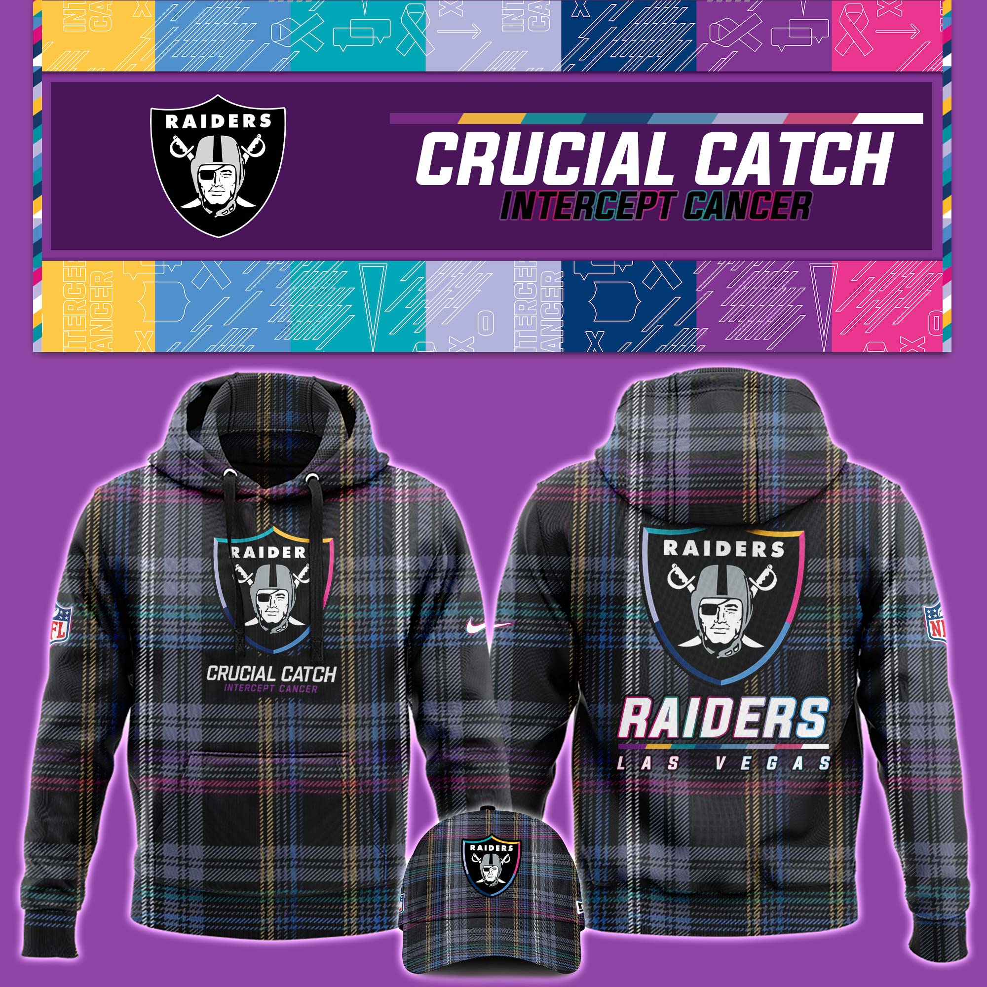 Las Vegas Raiders  Black 202 Crucial Catch Club Pullover Hoodie
