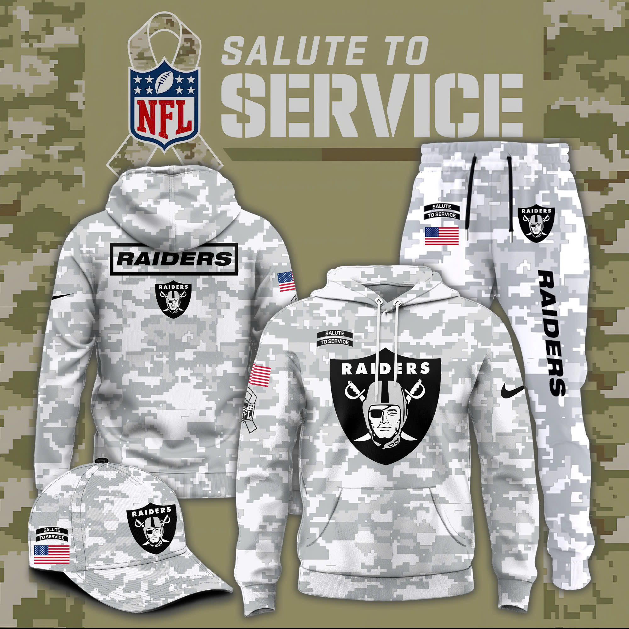 Las Vegas Raiders Salute to Service Club Fleece Pullover Hoodie