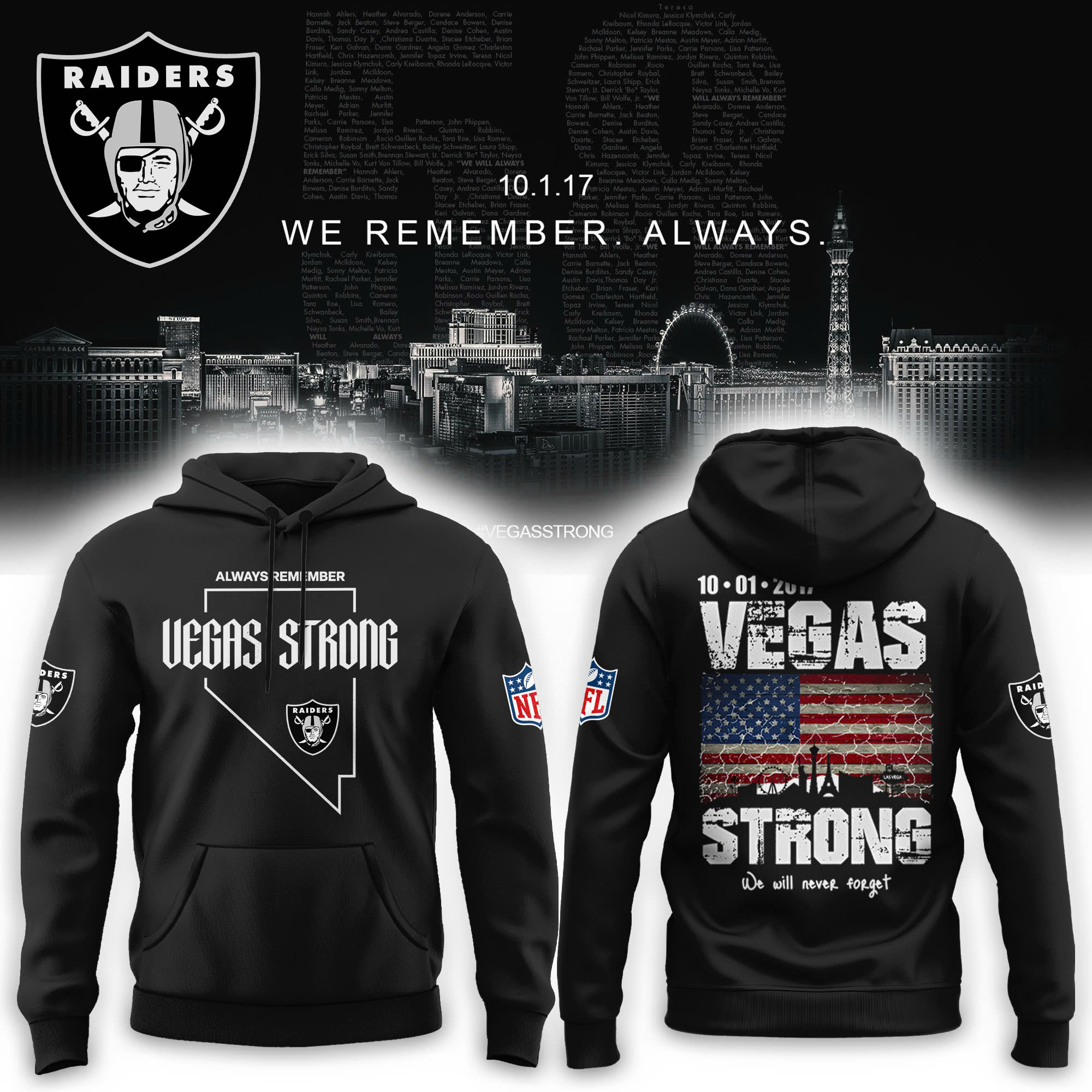 Las Vegas Raiders VegasStrong Always Remember Hoodie