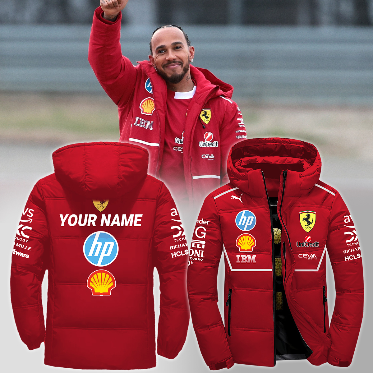 Lewis Hamilton Ferrari custom Down Jacket