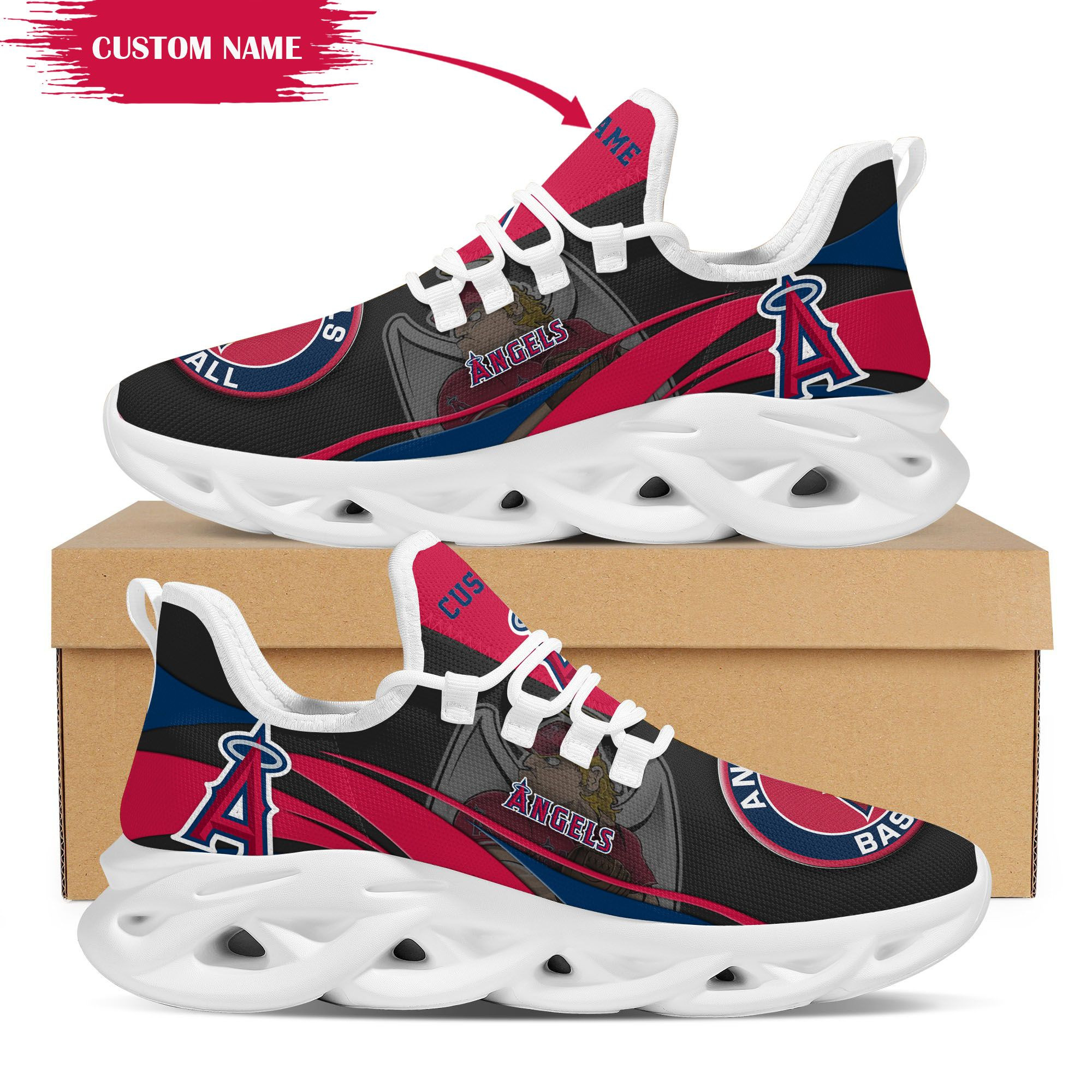 Los Angeles Angels Mascot Custom Name Personalized Max Soul Sneakers