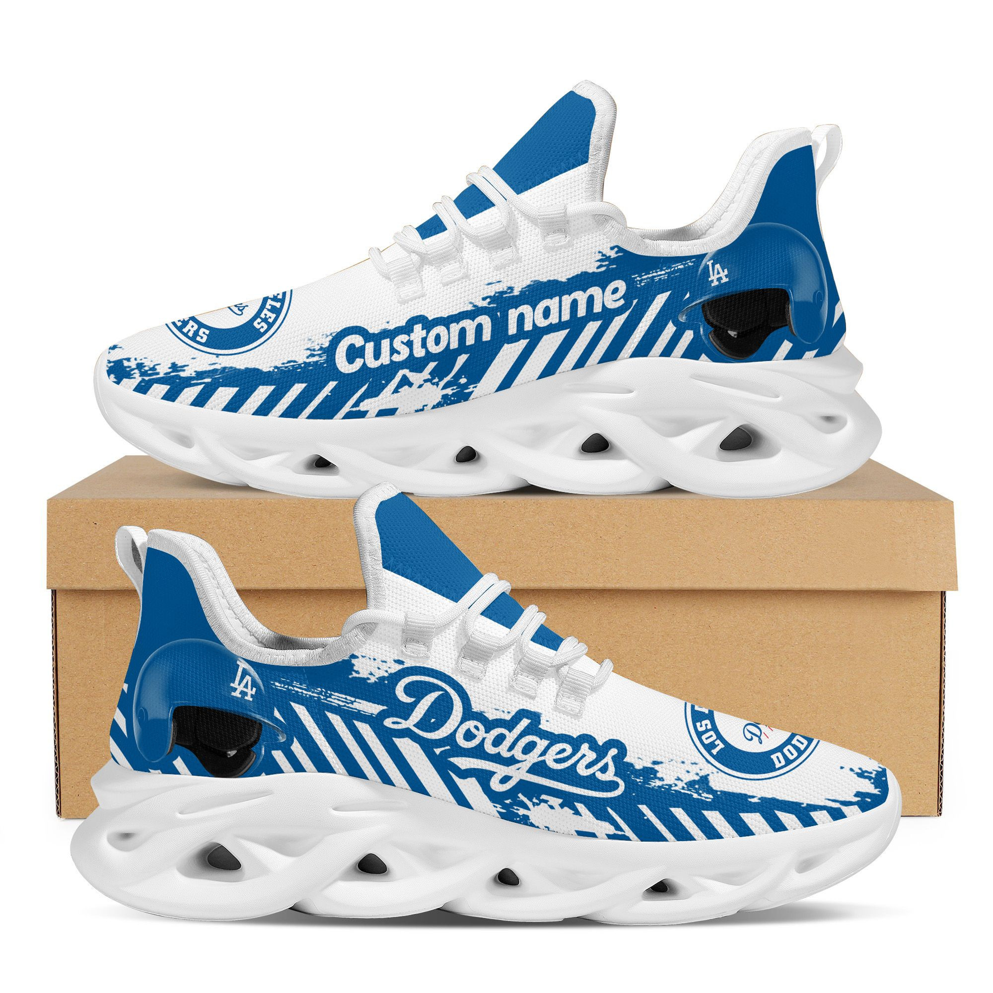 Los Angeles Dodgers  Baseball Team Helmet Custom Name Personalized  And  Max Soul Sneakers Shoes