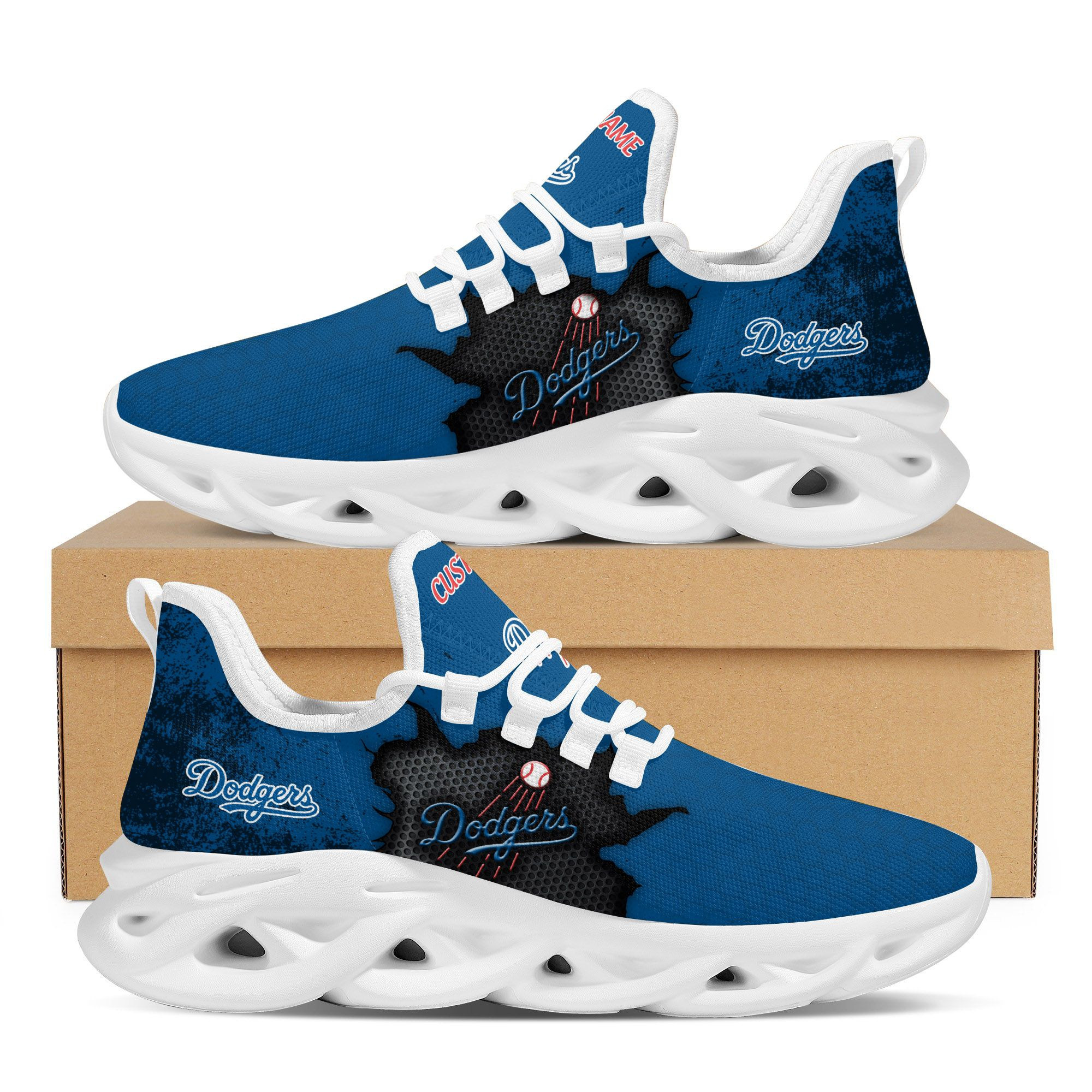 Los Angeles Dodgers Cracked Design Trending Max Soul Clunky Sneaker Shoes  Custom Name Personalized