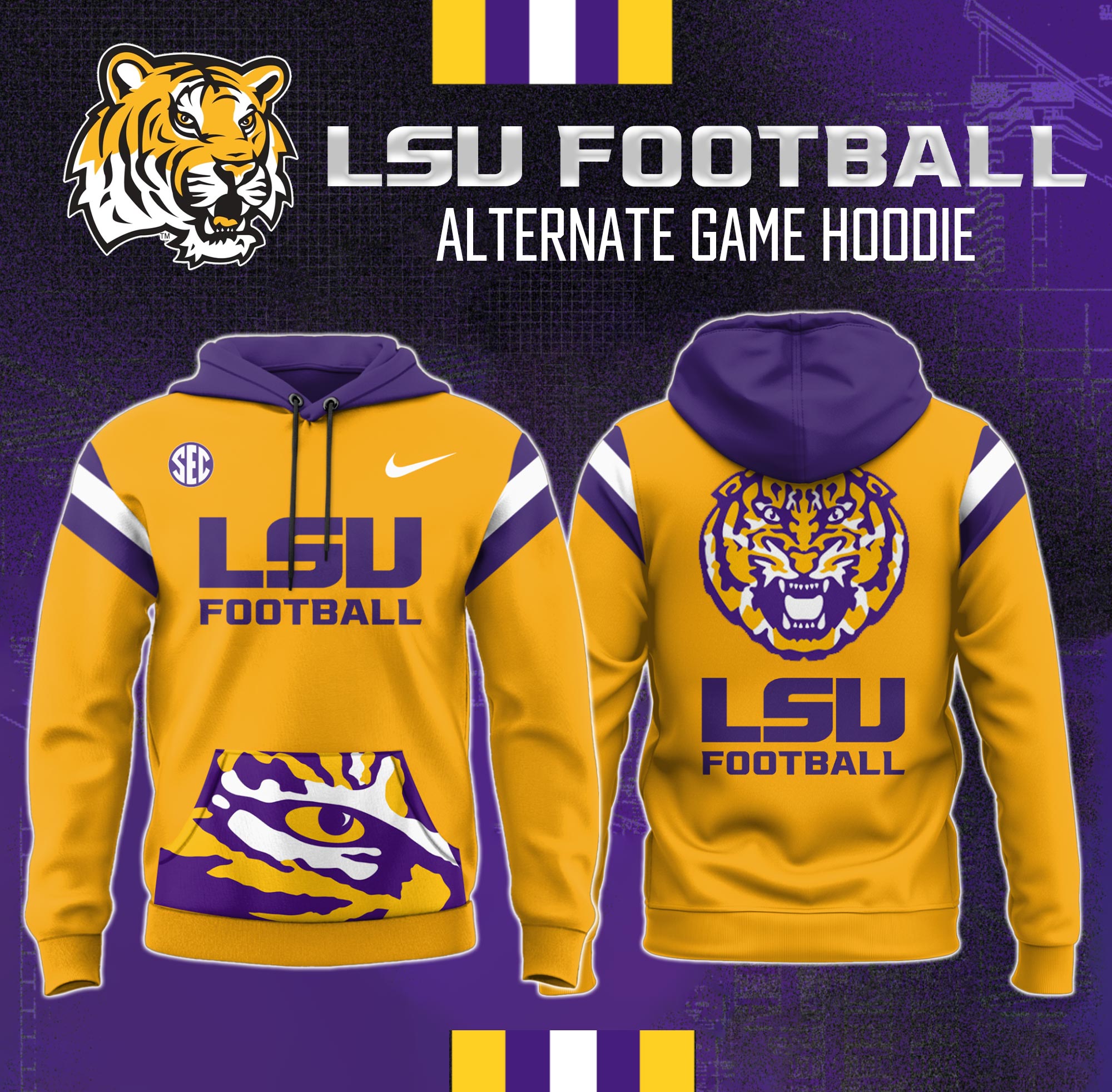 LSU Tigers Yellow Jersey Hoodie Special Edition