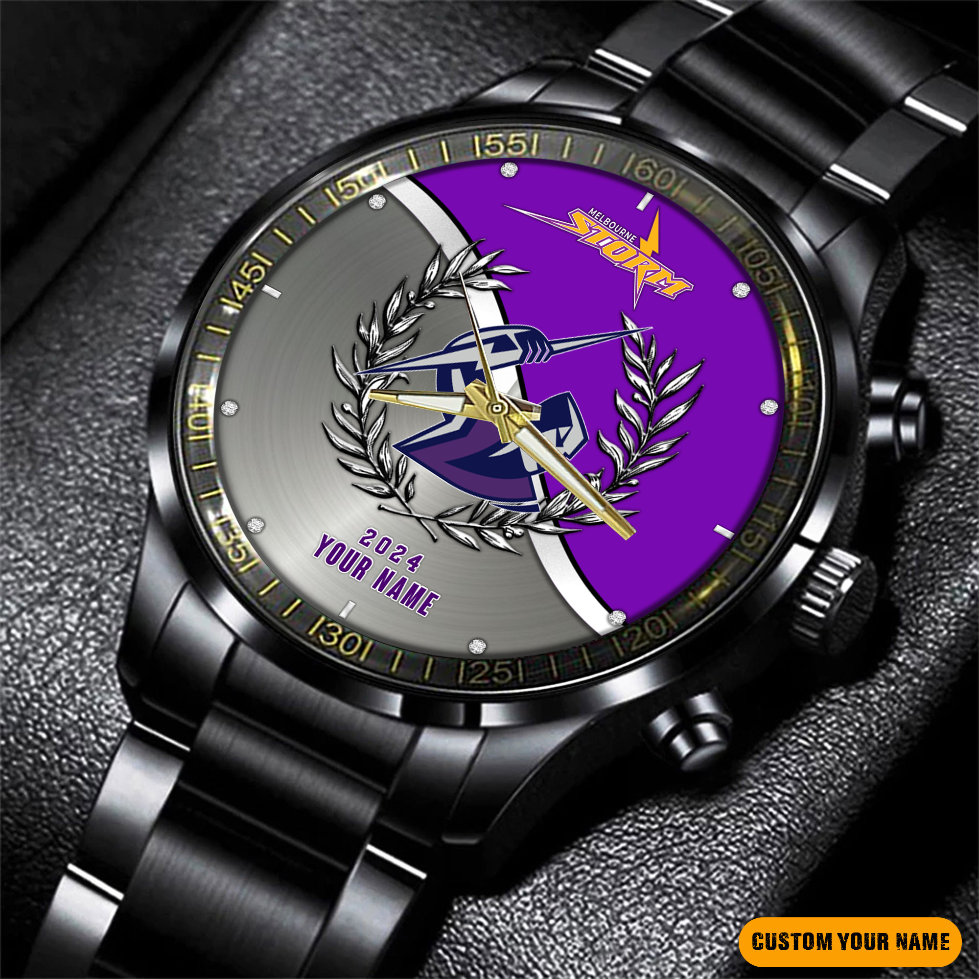 Melbourne Storm Black Fashion Watch Custom Your Name V1
