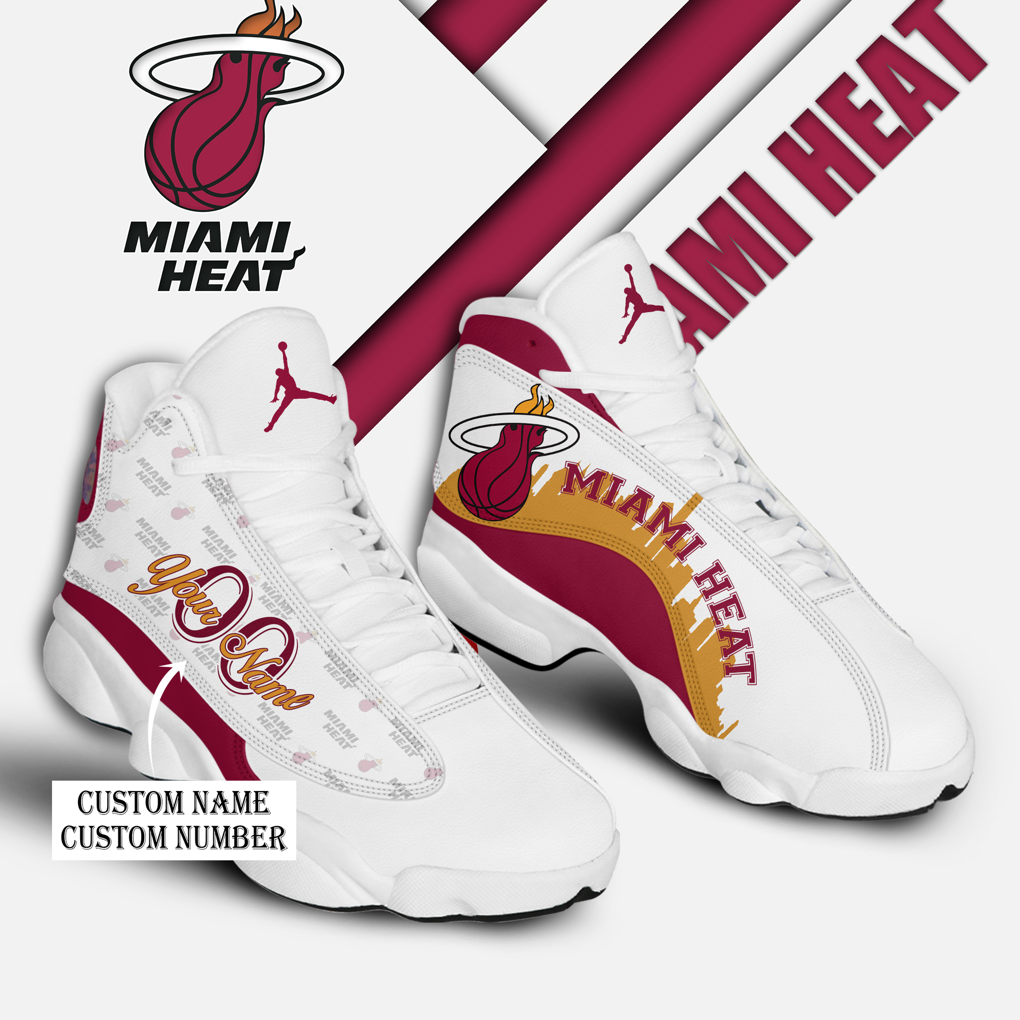 Miami Heat Personalized Name And Number Shoes