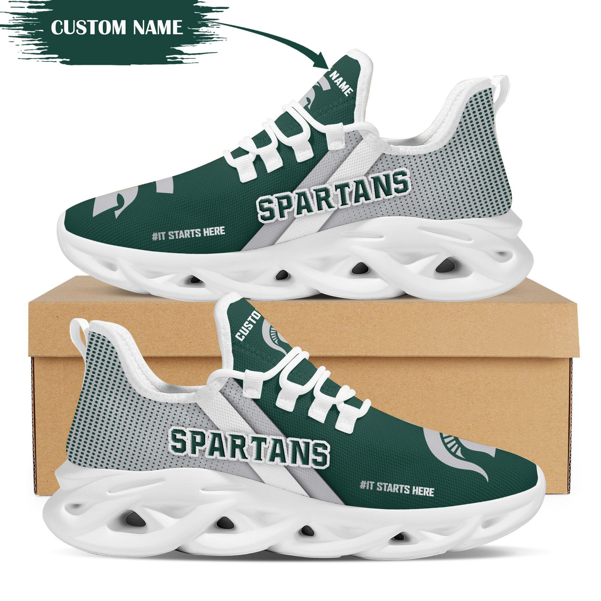 Michigan State Spartans Custom Personalized Max Soul Sneakers Shoes Michigan State University
